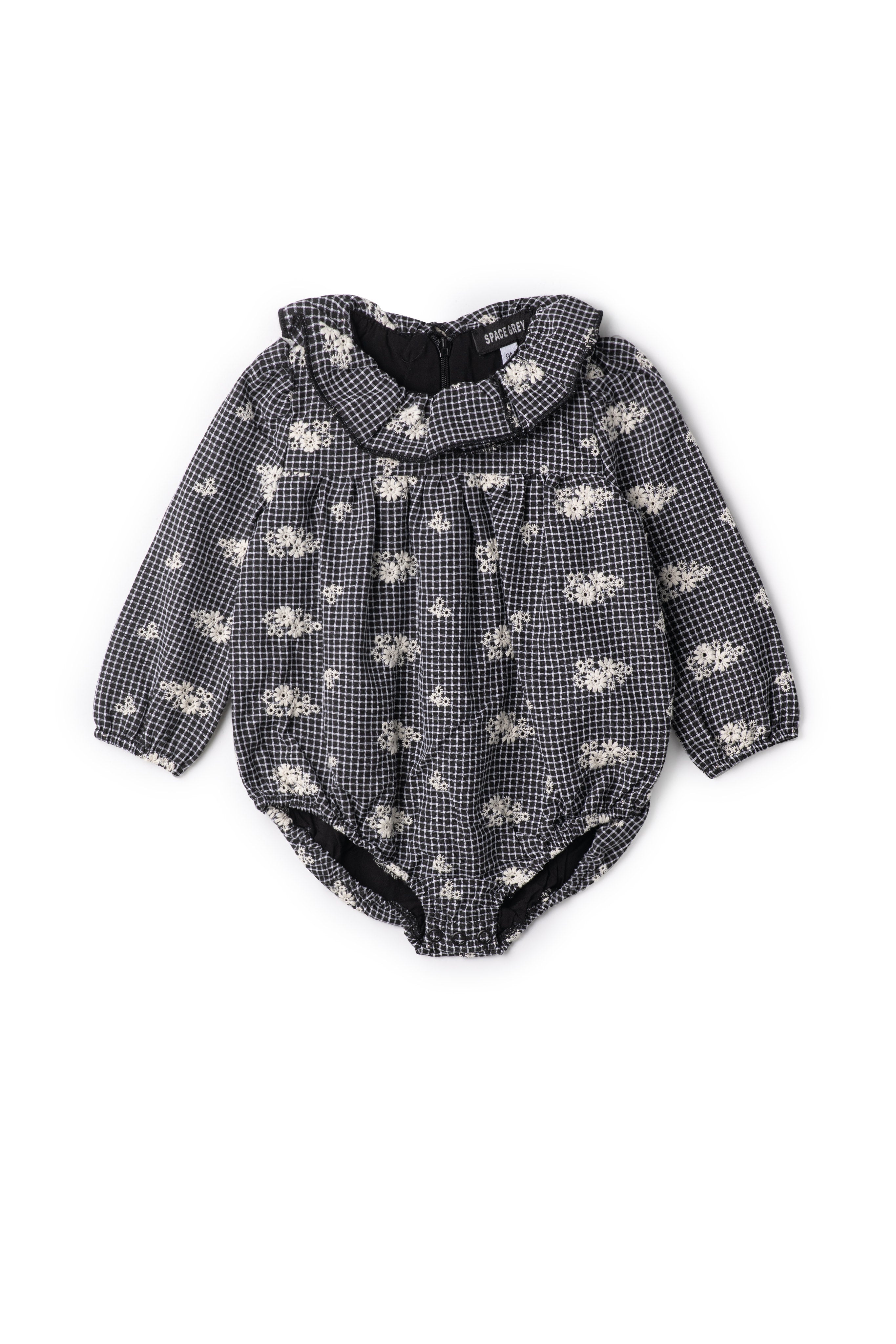 Checkered Embroidered Bubble in Black by Space Grey