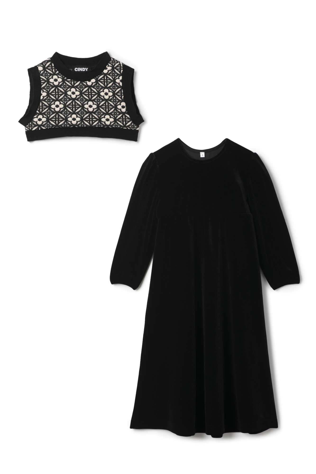 Velour Vest Robe in Black by Cindy