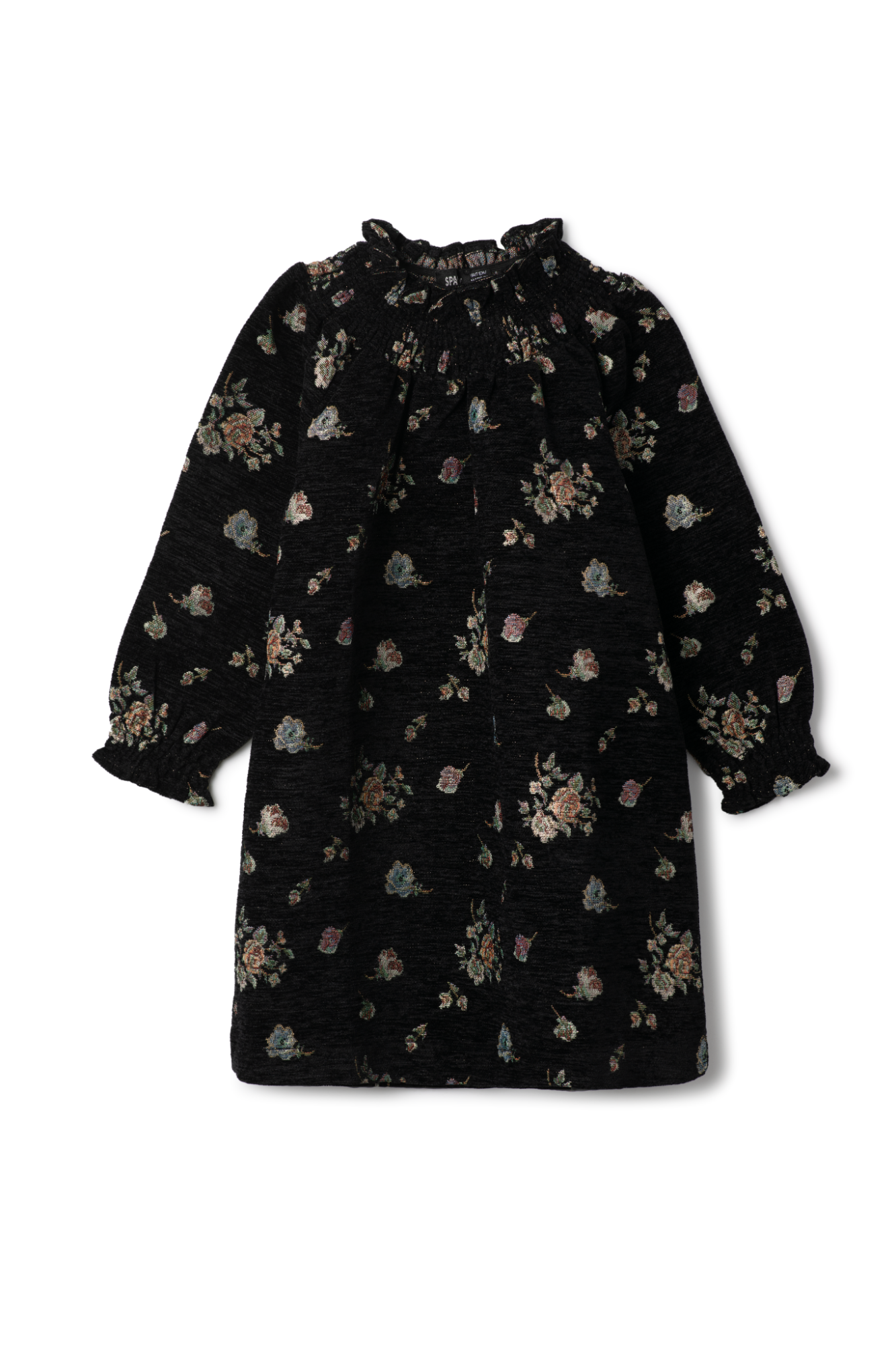 Floral Brocade Dress in Black by Space Grey