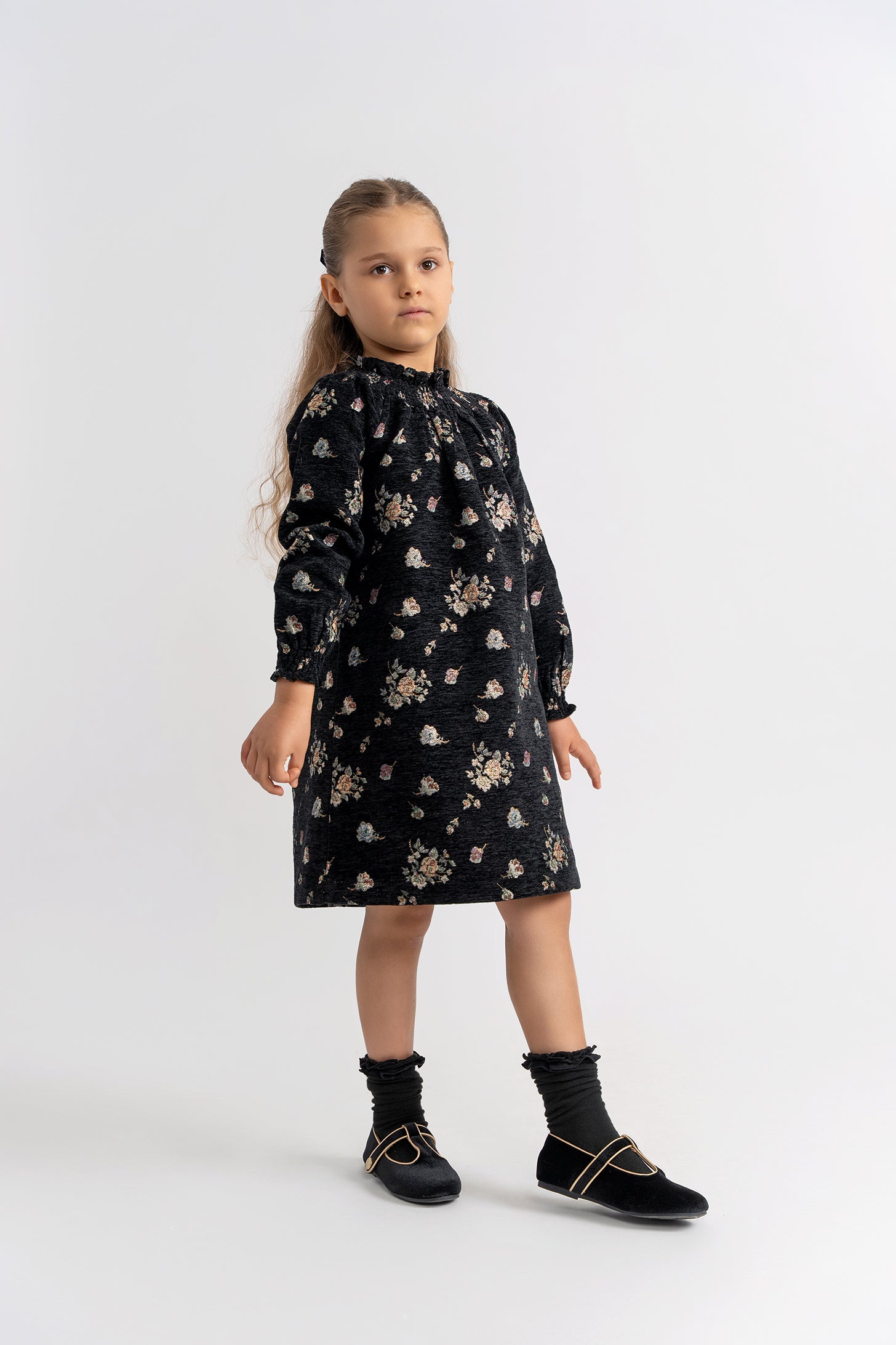 Floral Brocade Dress in by Space Grey