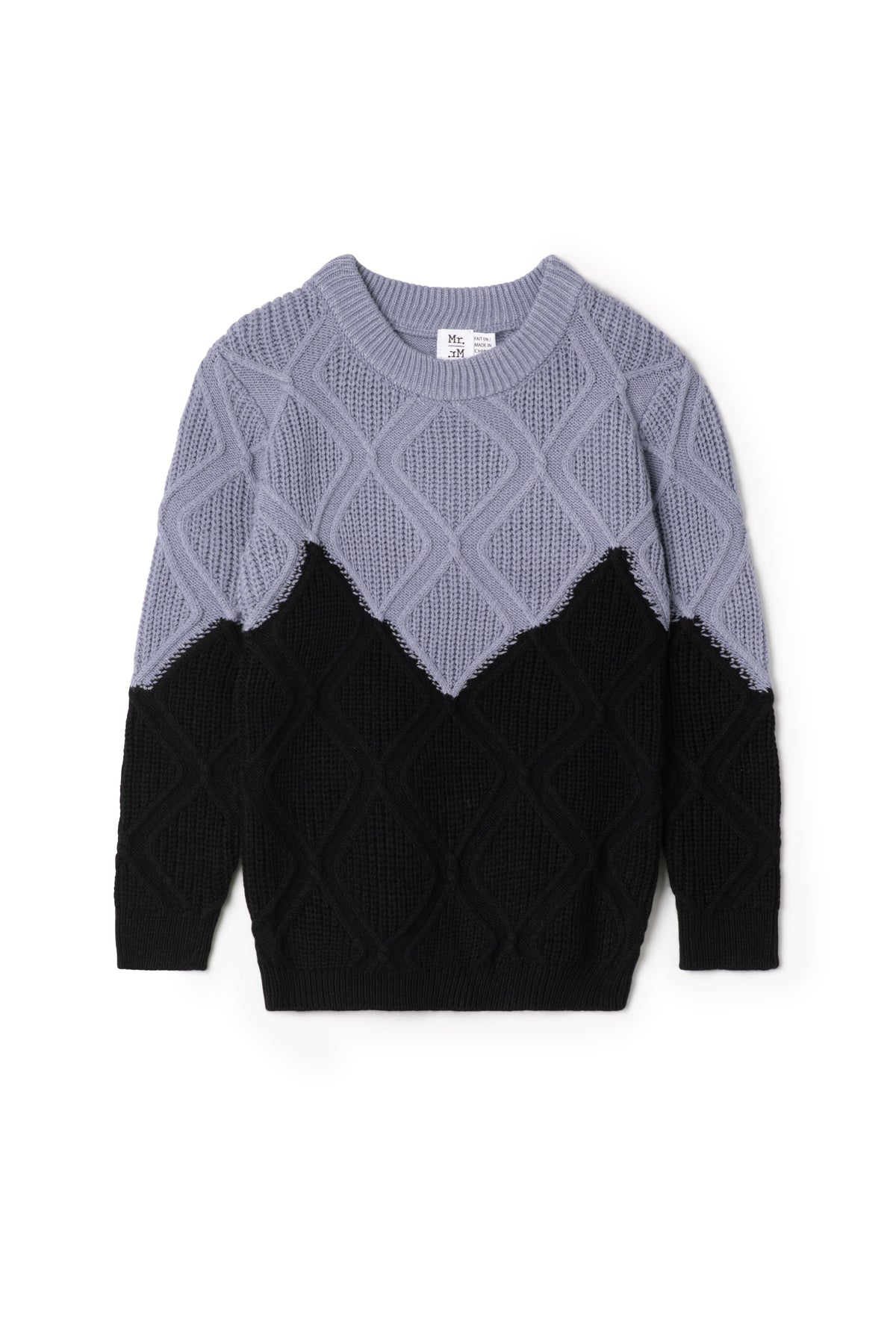 Diamond Knit Sweater in Grey Blue by Mr. Mr.