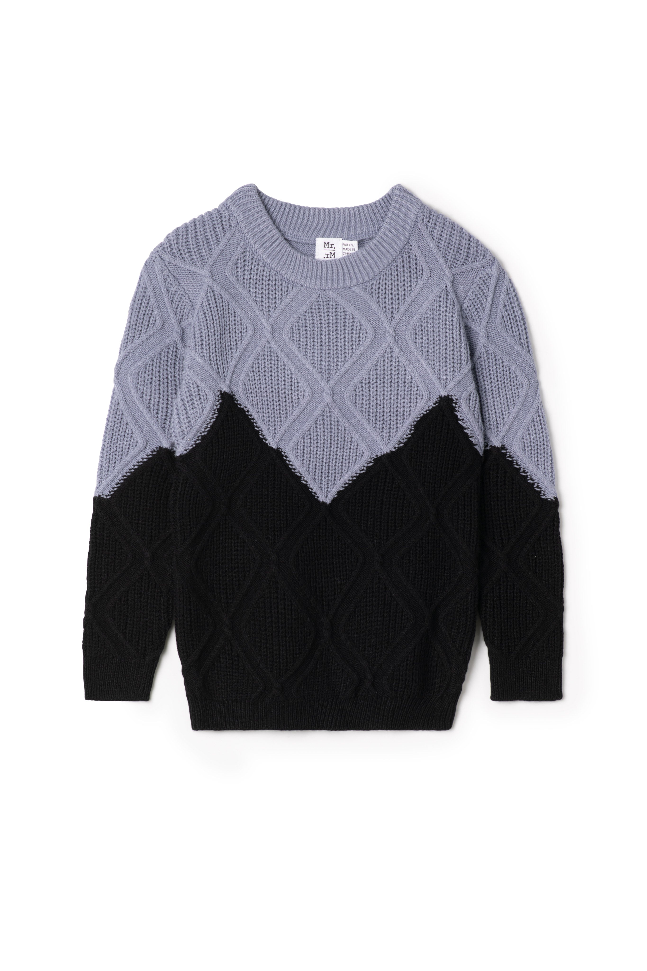 Diamond Knit Sweater in Grey Blue by Mr. Mr.