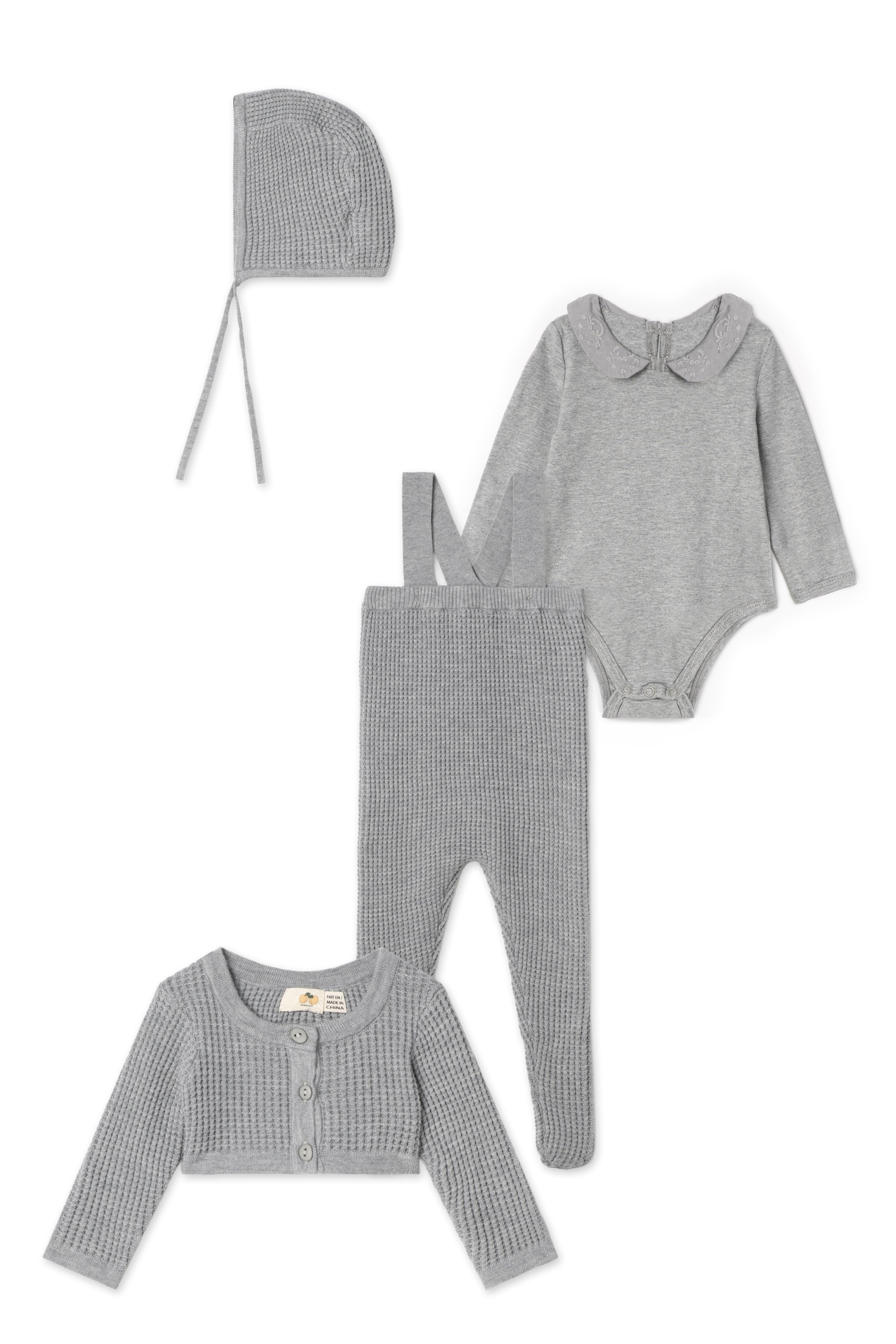 Waffle Knit Overall Set in Grey Mix by Apricot