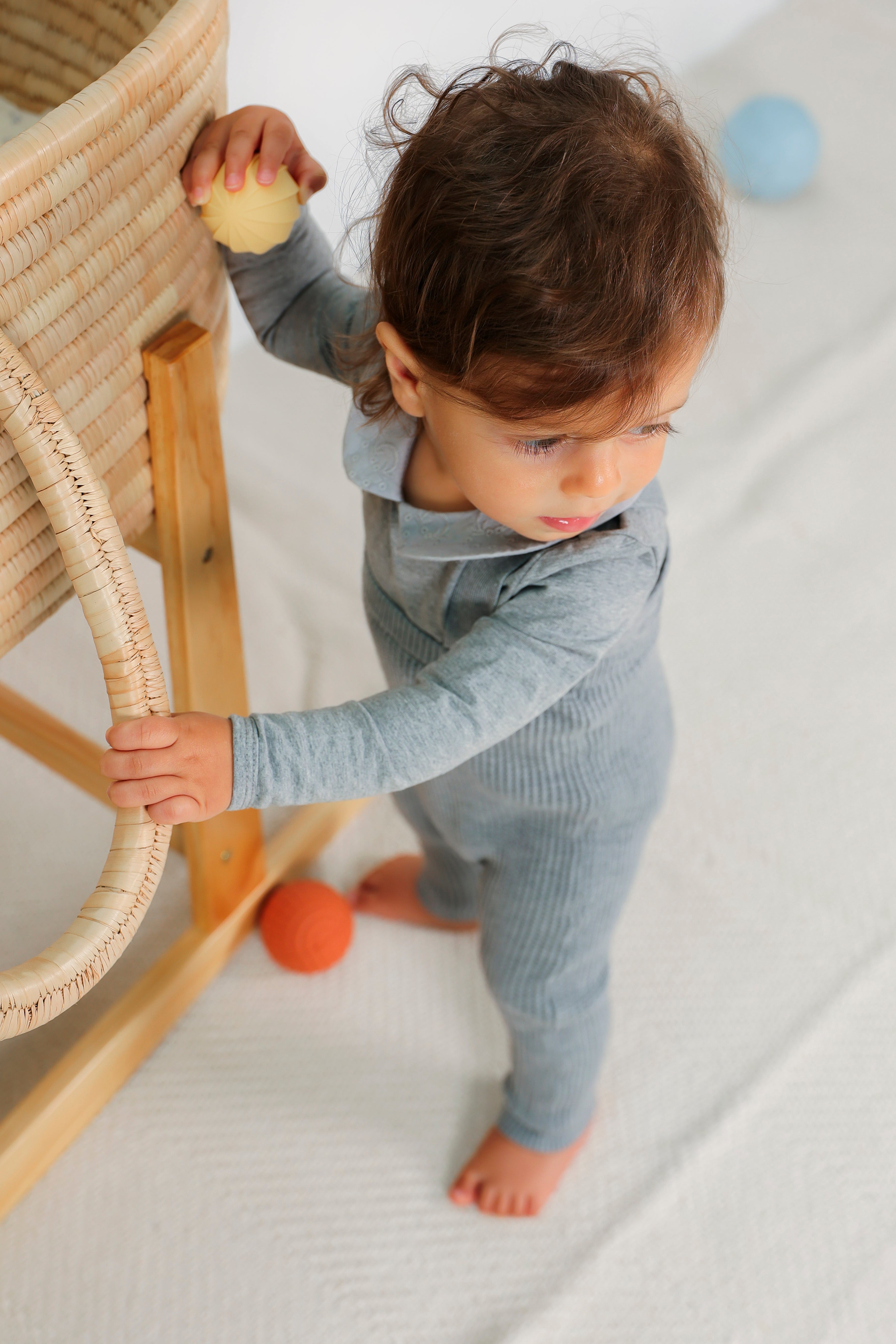 Waffle Knit Overall Set in by Apricot