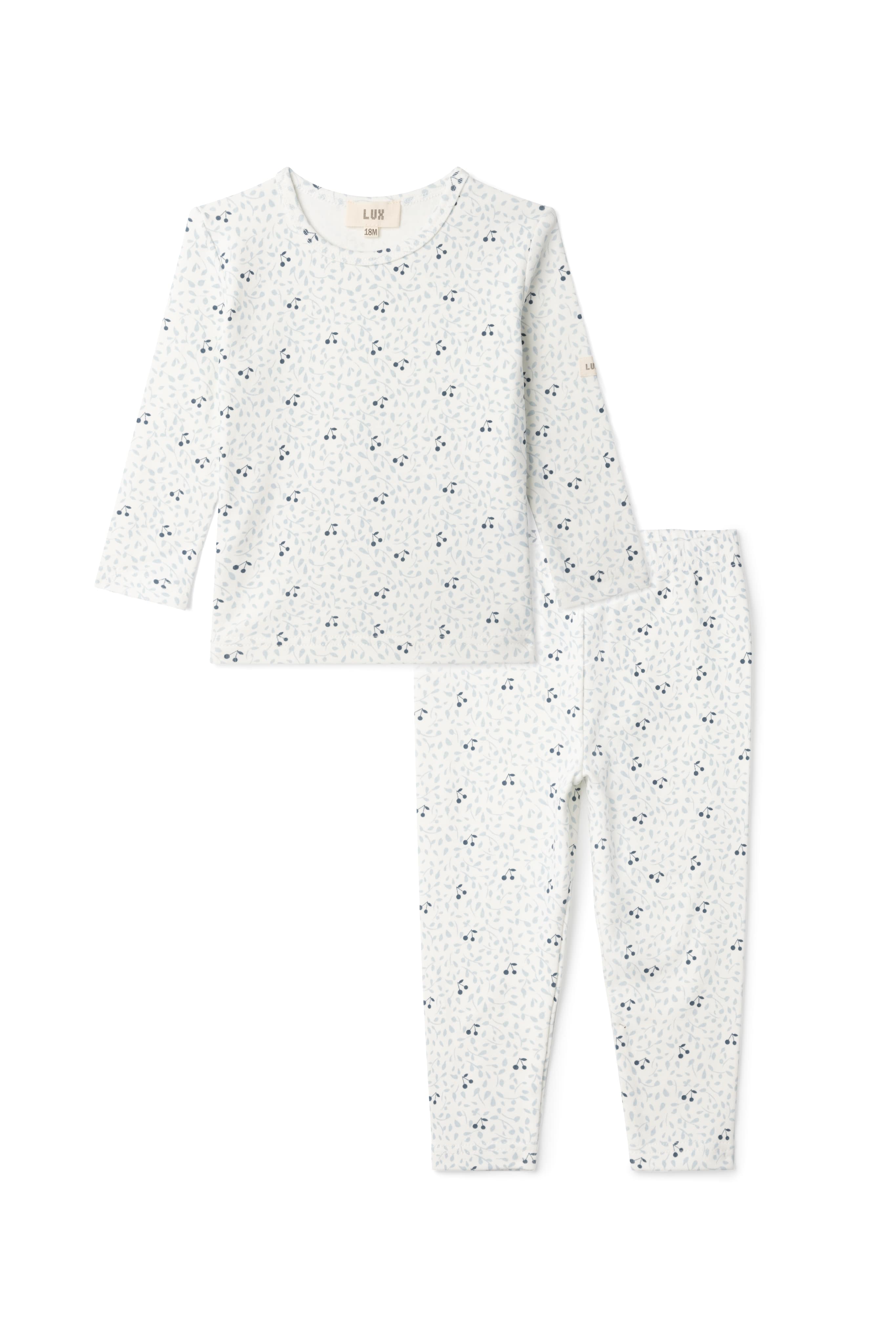 Branch and Cherry Print Set in Off White Blue by LUX Regular