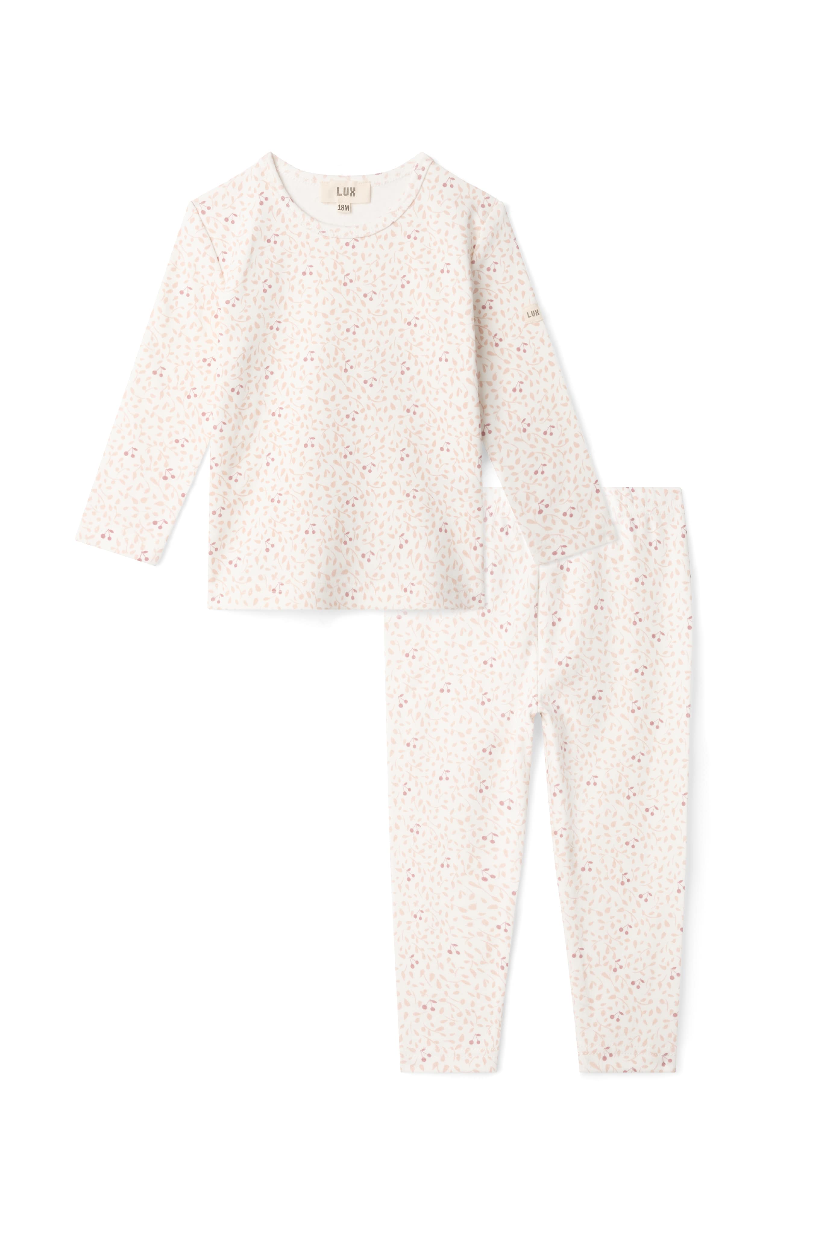 Branch and Cherry Print Set in Off White Pink by LUX Regular