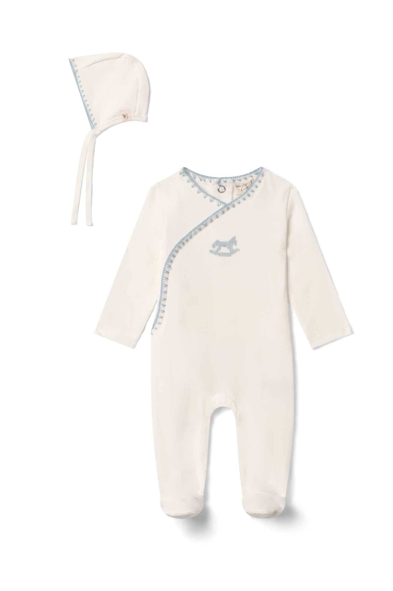 Embroidered Onesie in Cream by Bebe Bella