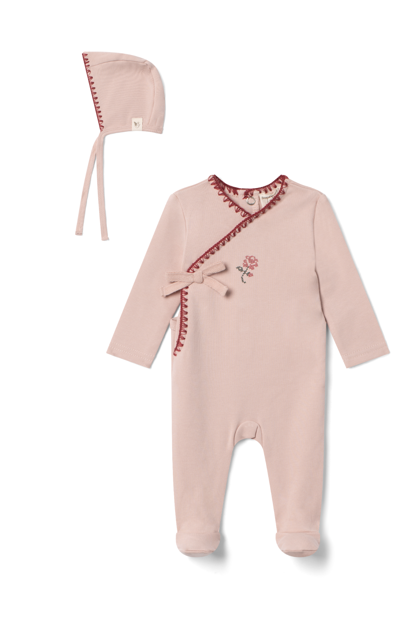 Embroidered Onesie in Pink by Bebe Bella