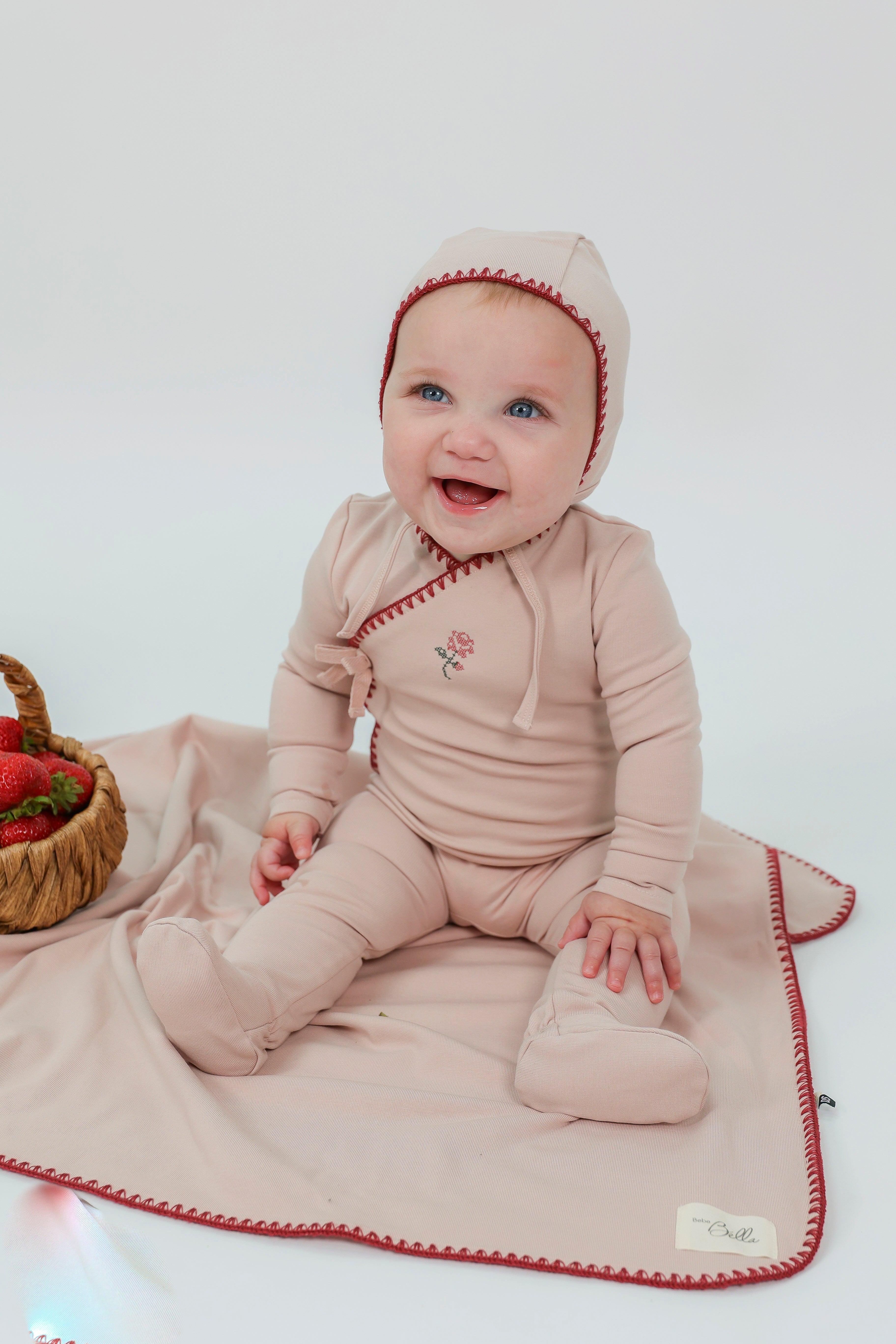 Embroidered Onesie in Cream by Bebe Bella