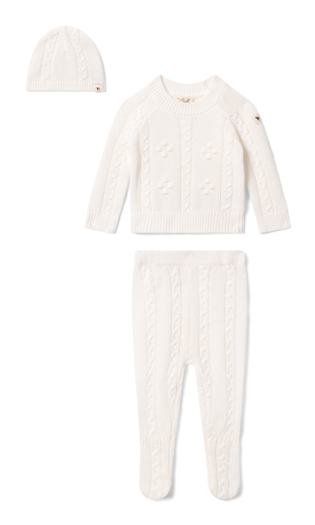 Braided Pointelle Knit Set in White by Bebe Bella