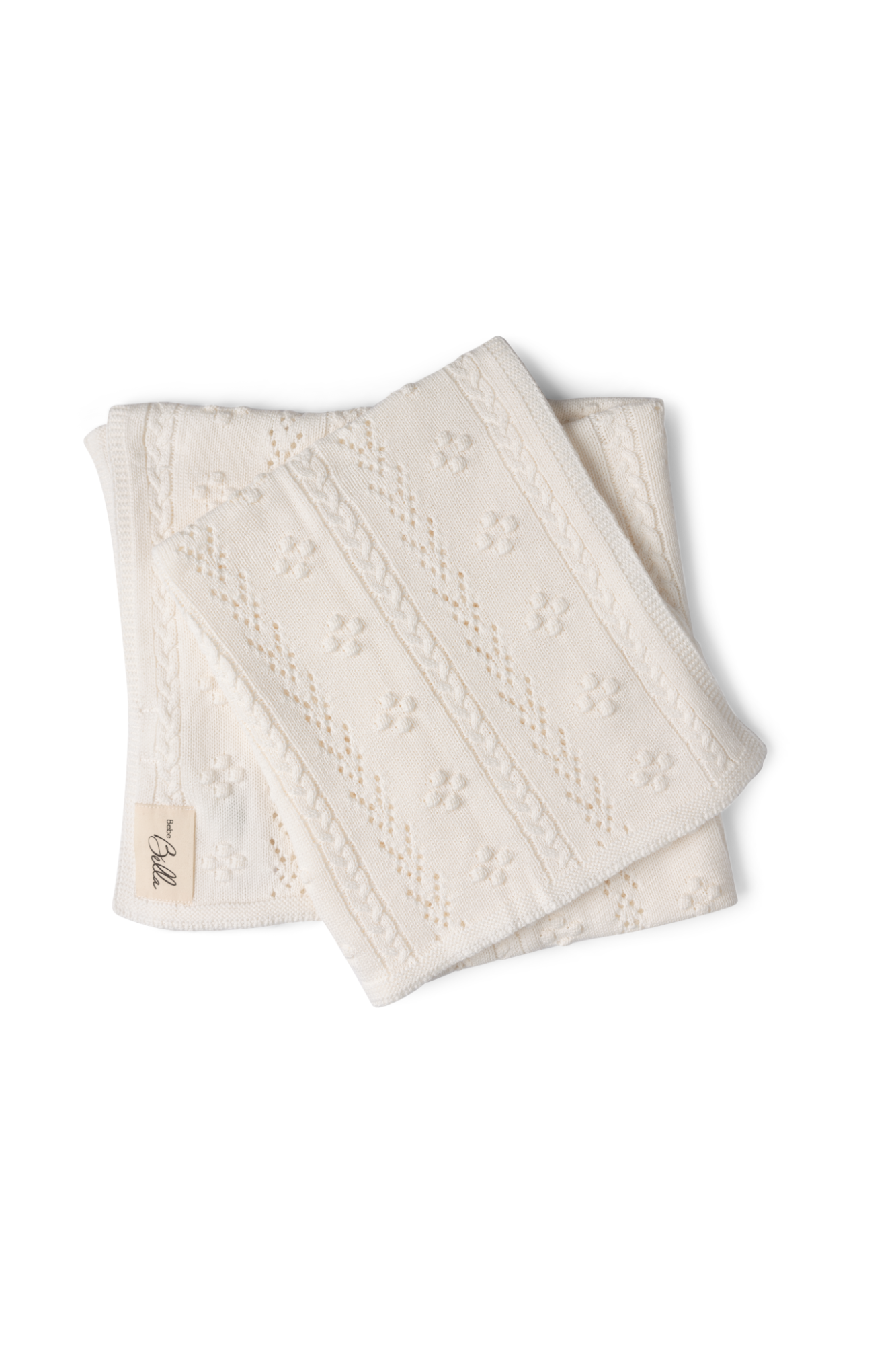Braided Pointelle Knit Blanket in White One Size by Bebe Bella
