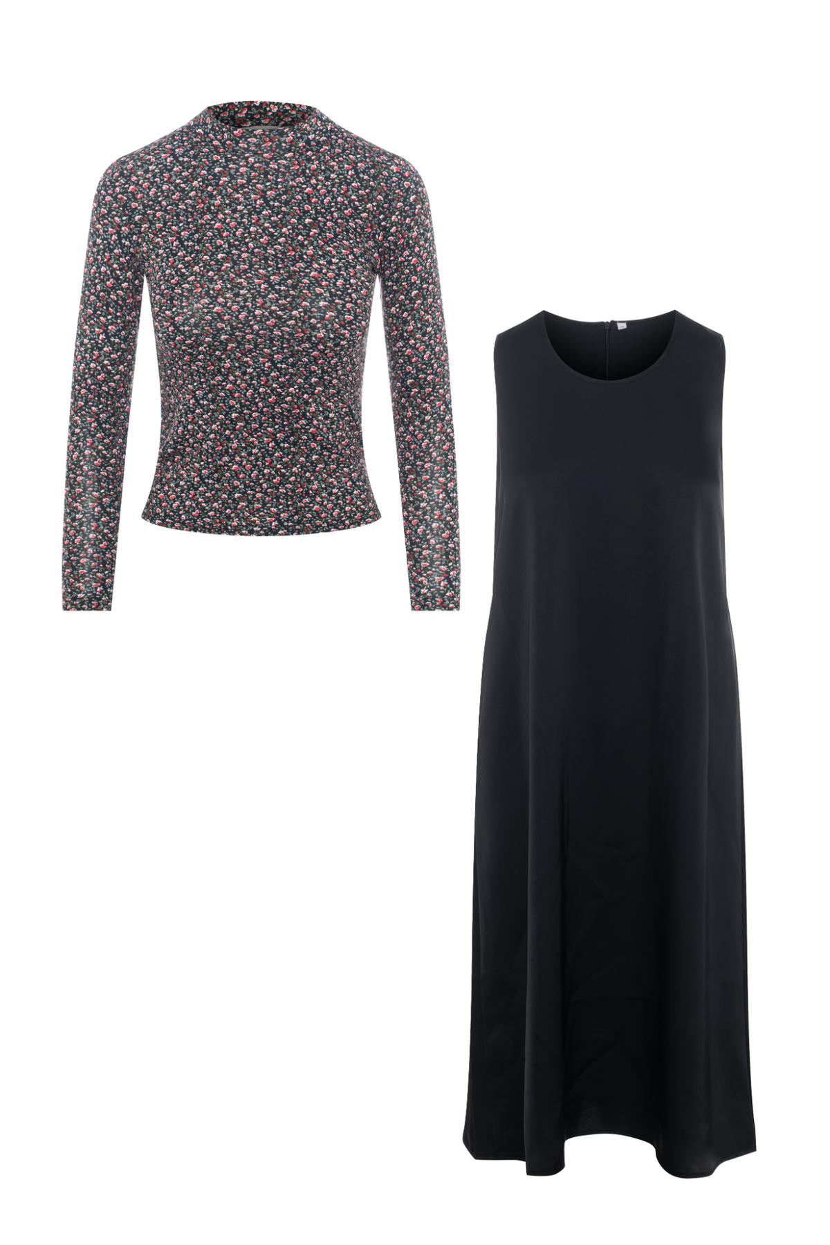 Floral Print Shirt Jumper Set in Black by Imagine