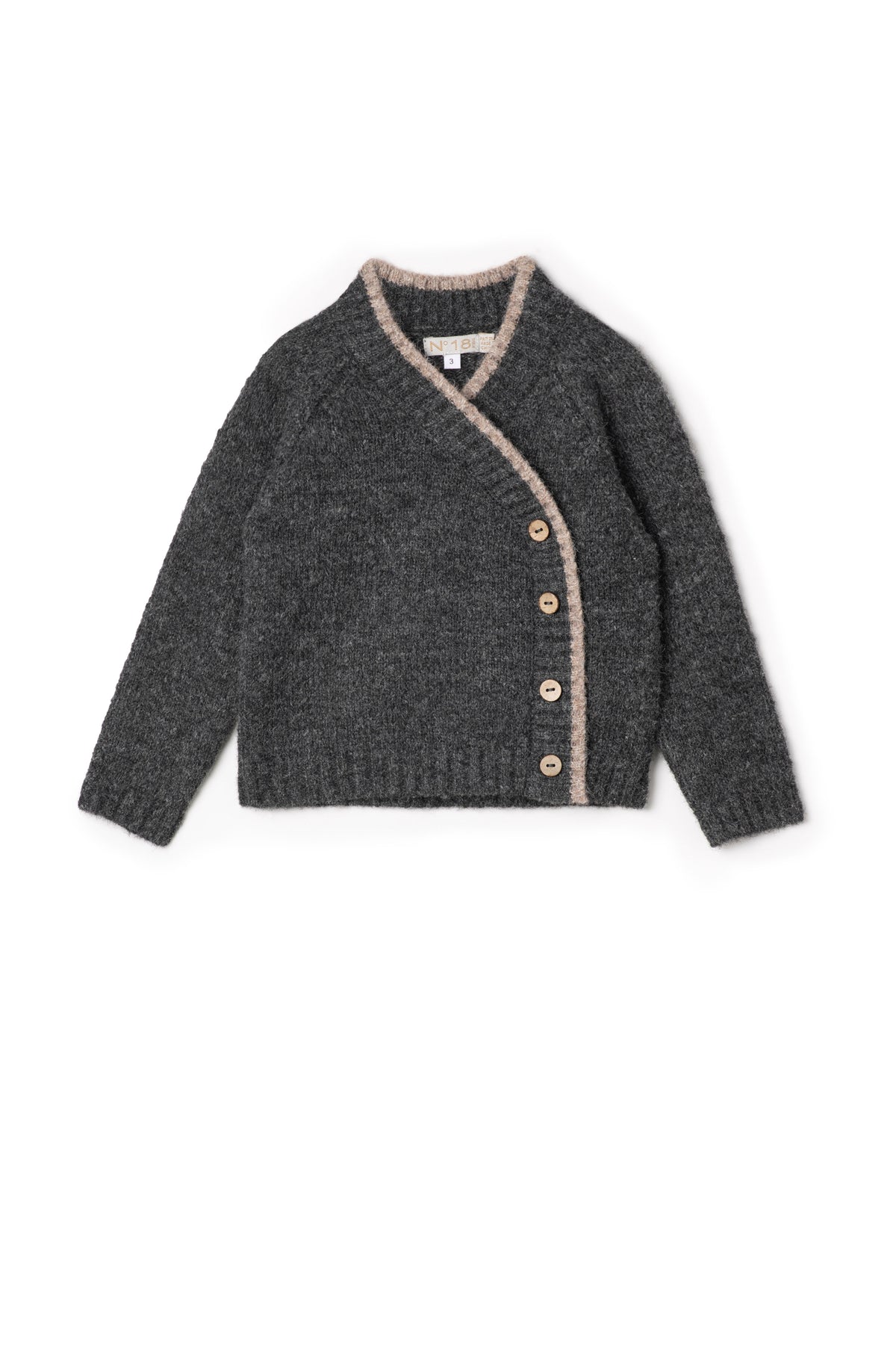 Knit Wrap Sweater in Charcoal by No18 Kids