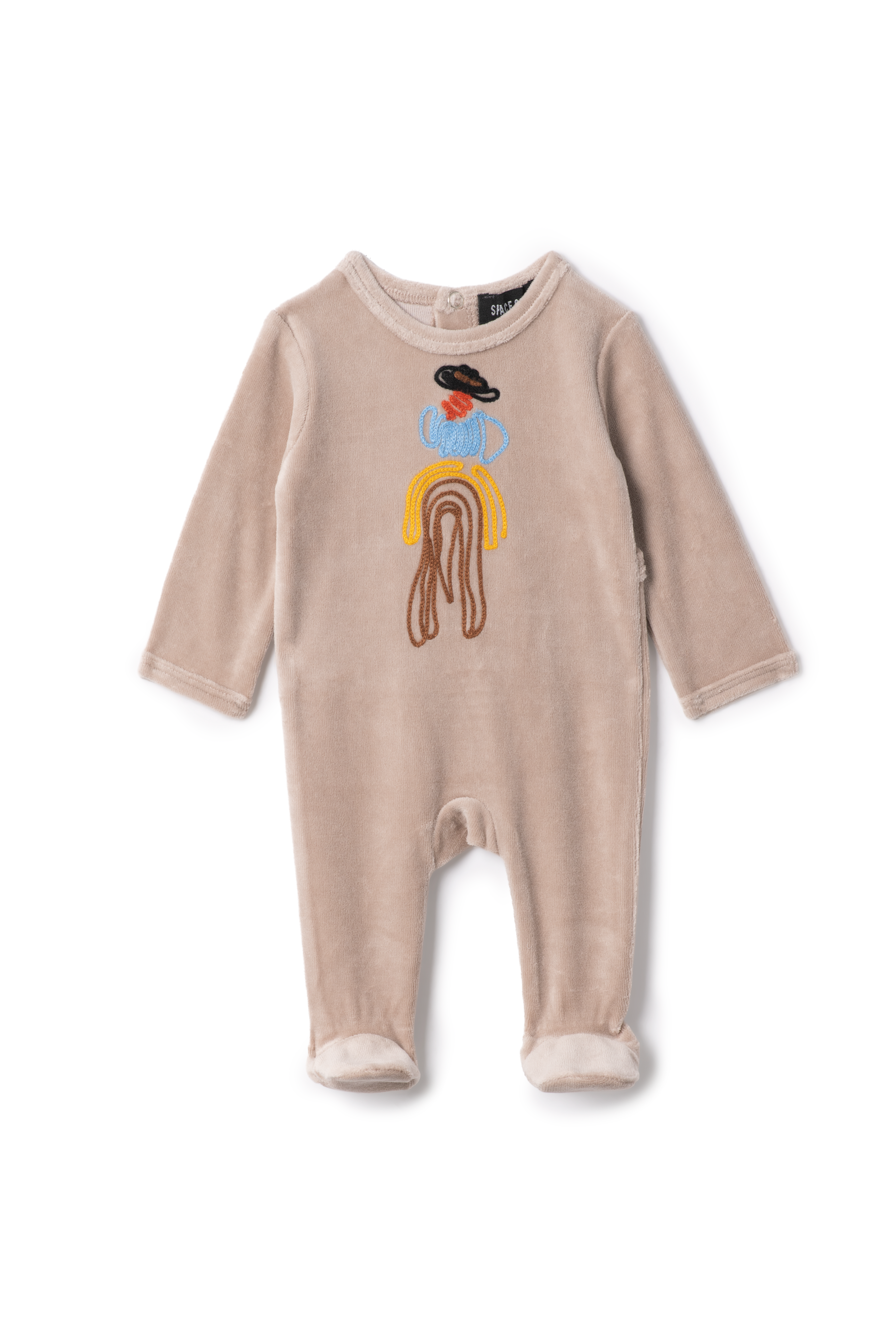Cowboy Embroidered Onesie in Beige by Space Grey