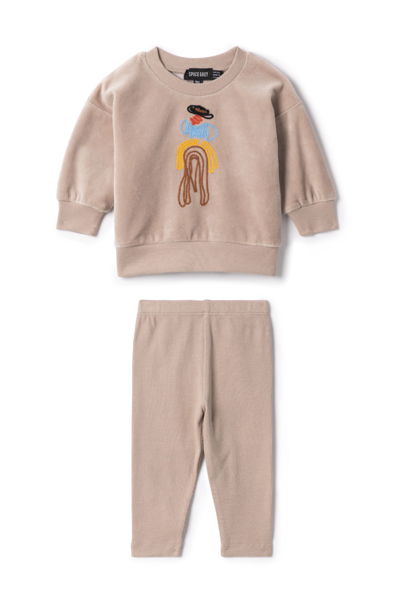 Cowboy Embroidered Set in Beige by Space Grey