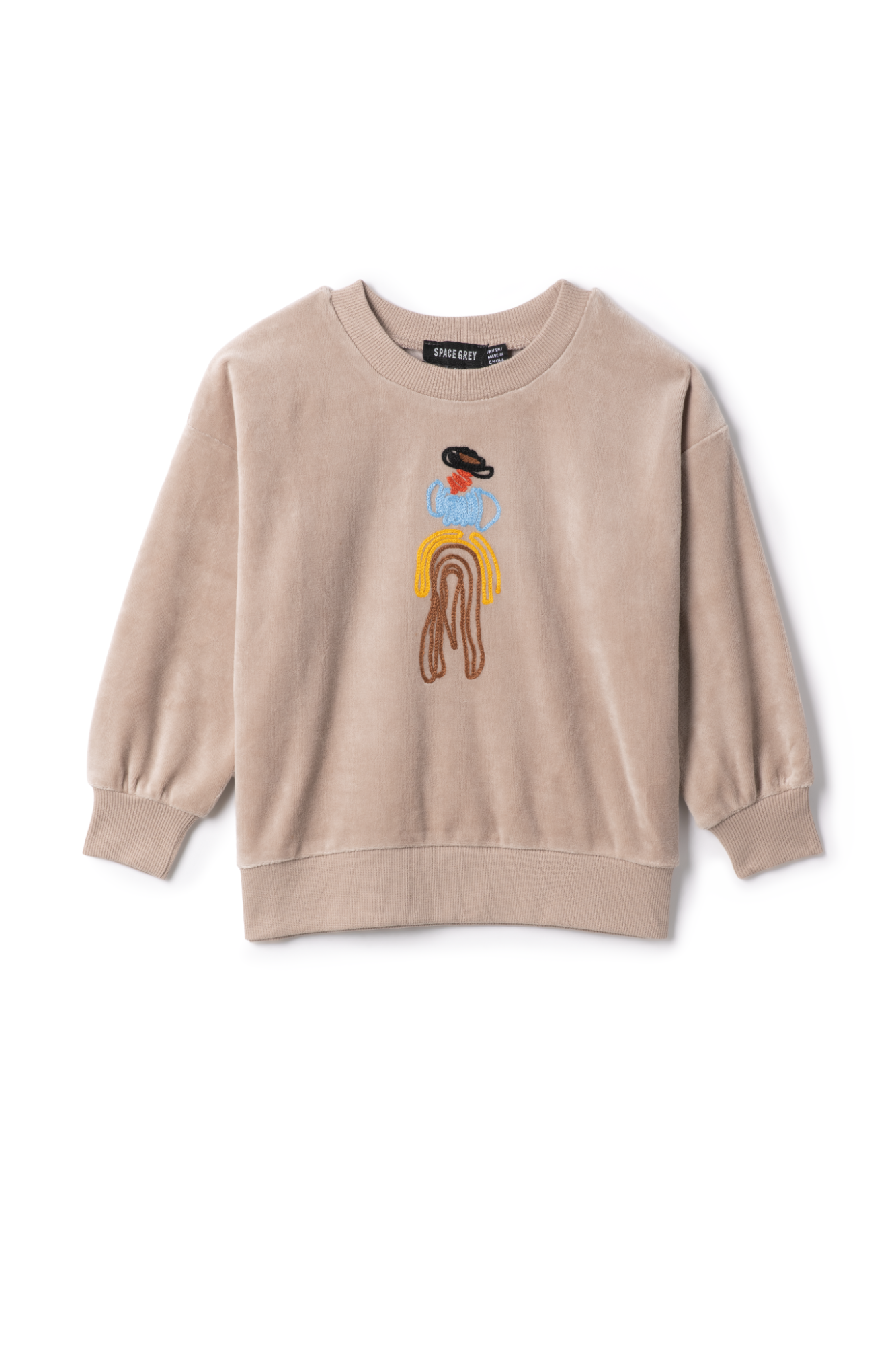 Cowboy Embroidered Sweatshirt in Beige by Space Grey