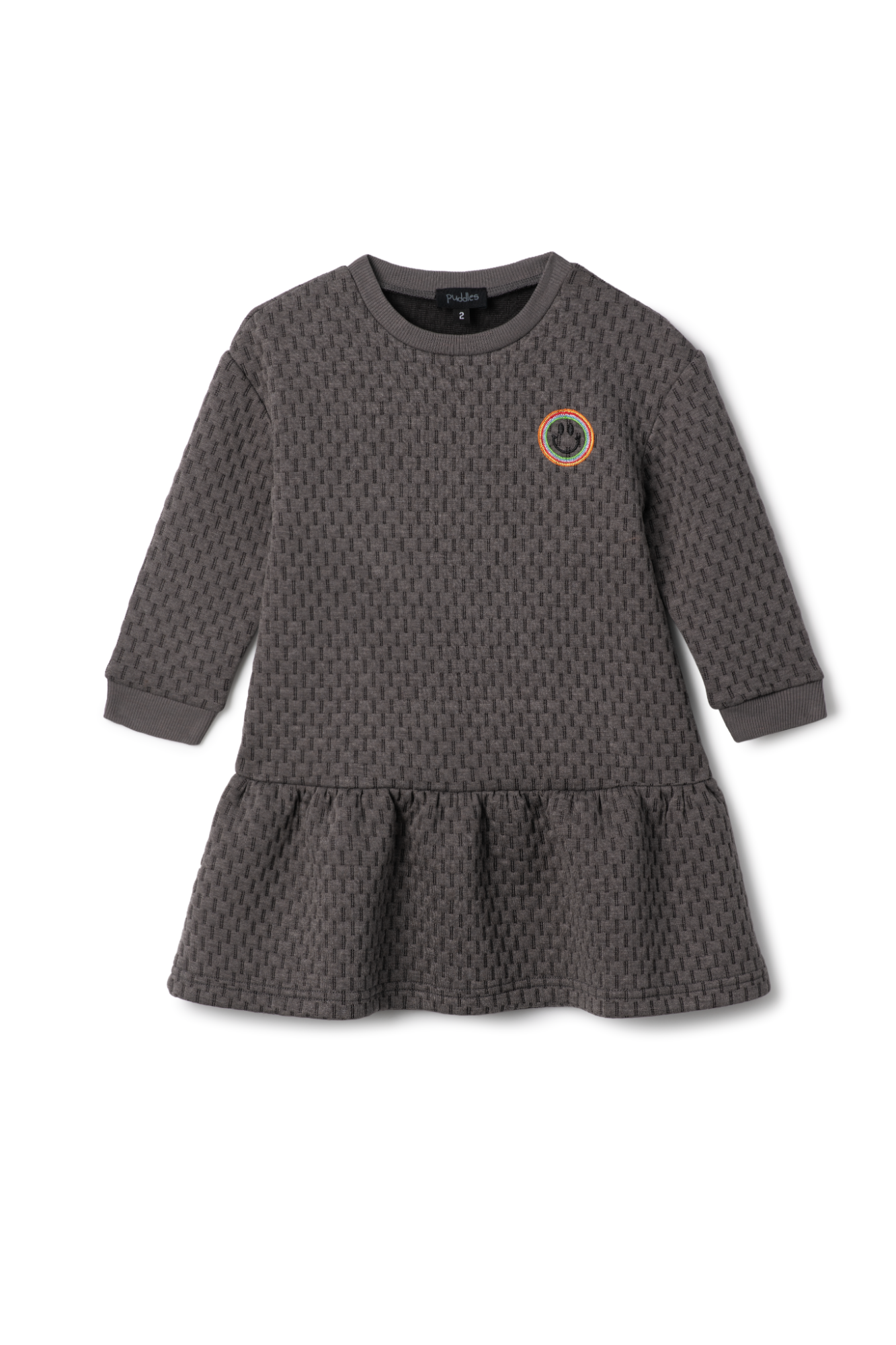 Quilted Smiley Love Dress in Charcoal by Puddles