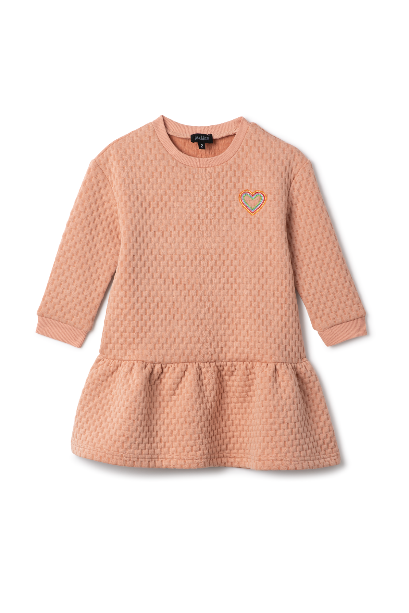 Quilted Smiley Love Dress in Pink by Puddles