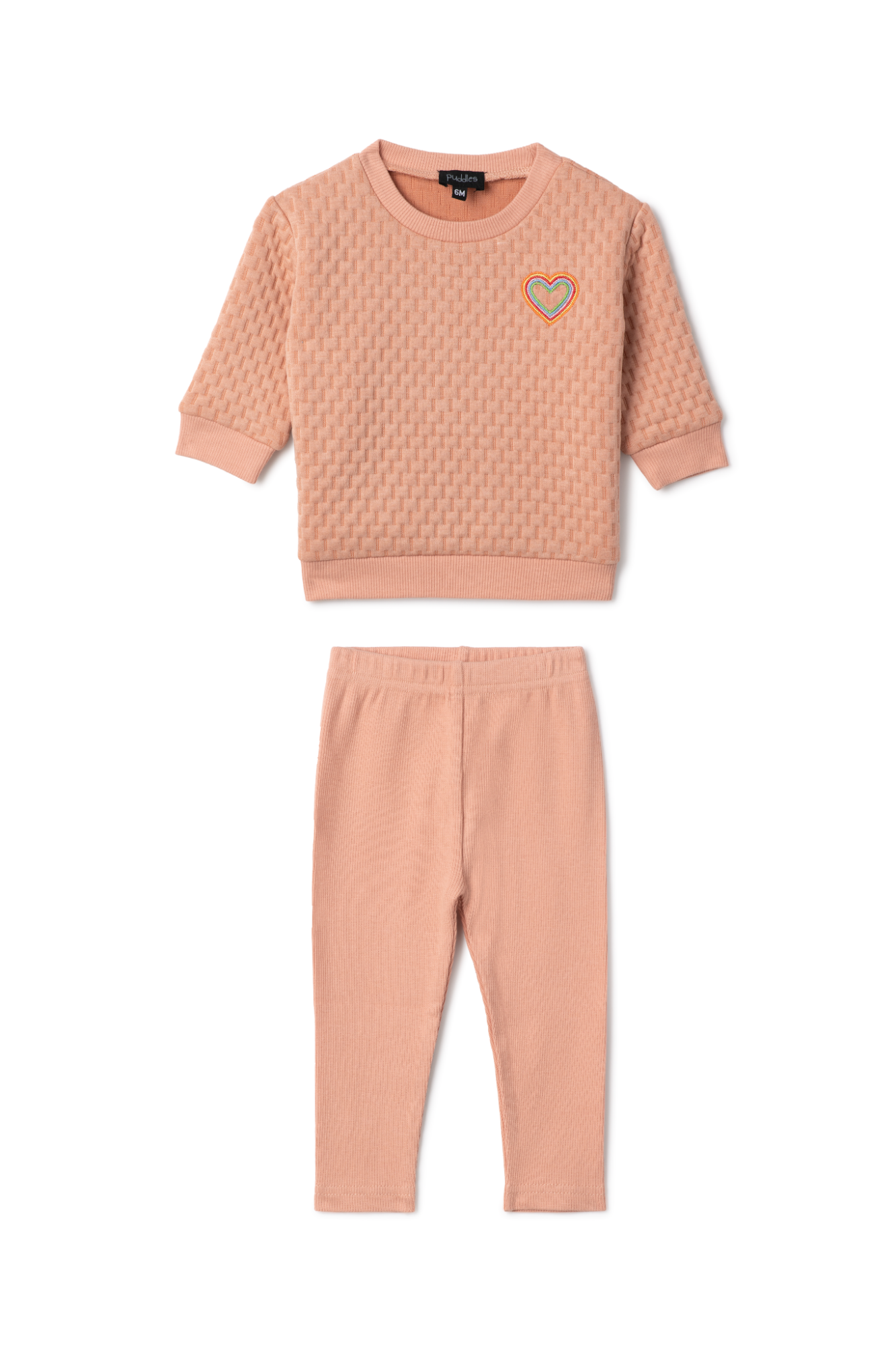 Quilted Smiley Love 2Pc Set in Pink by Puddles