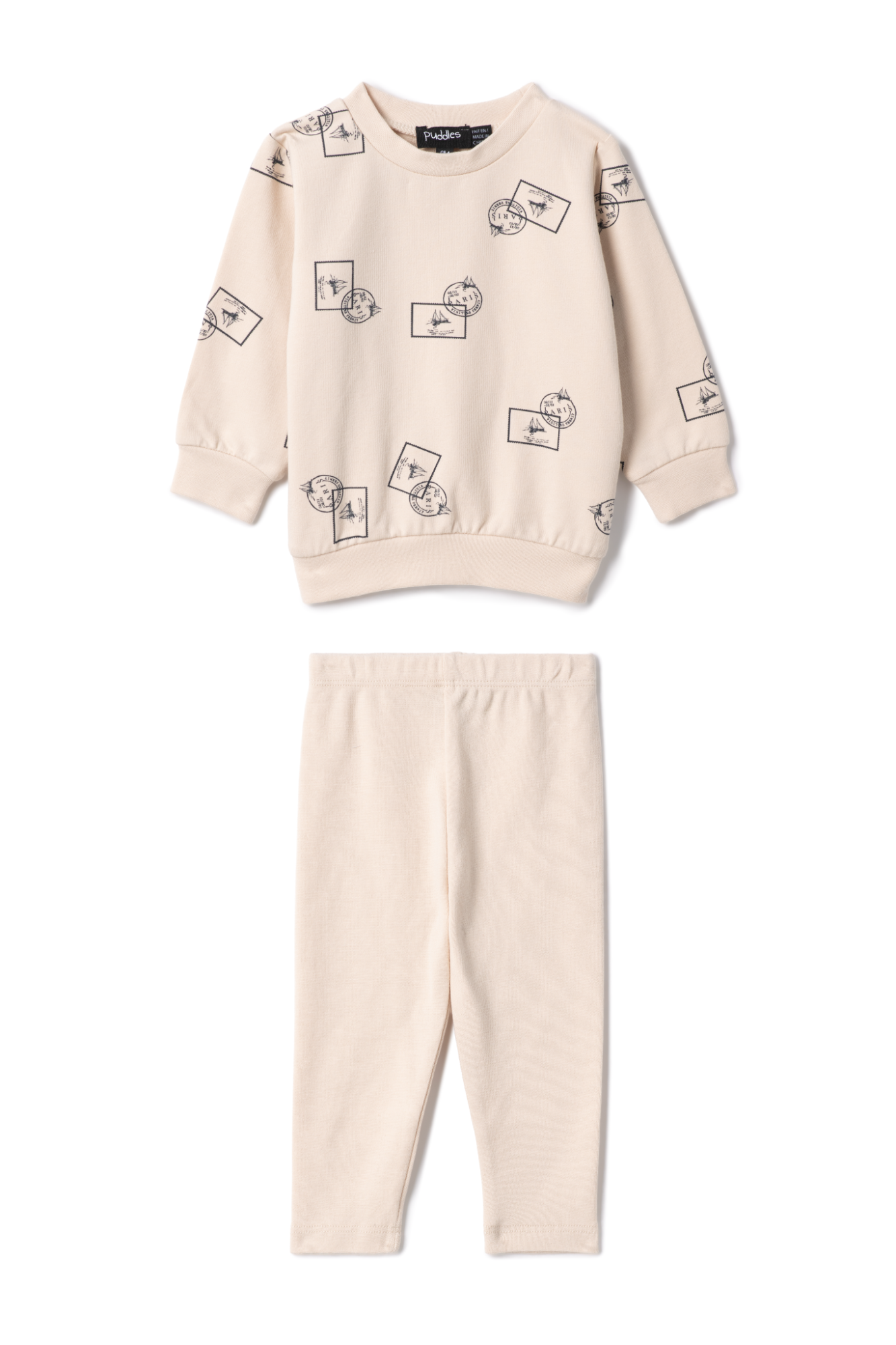 Stamp Print 2Pc Set in Dark Almond Blue by Puddles