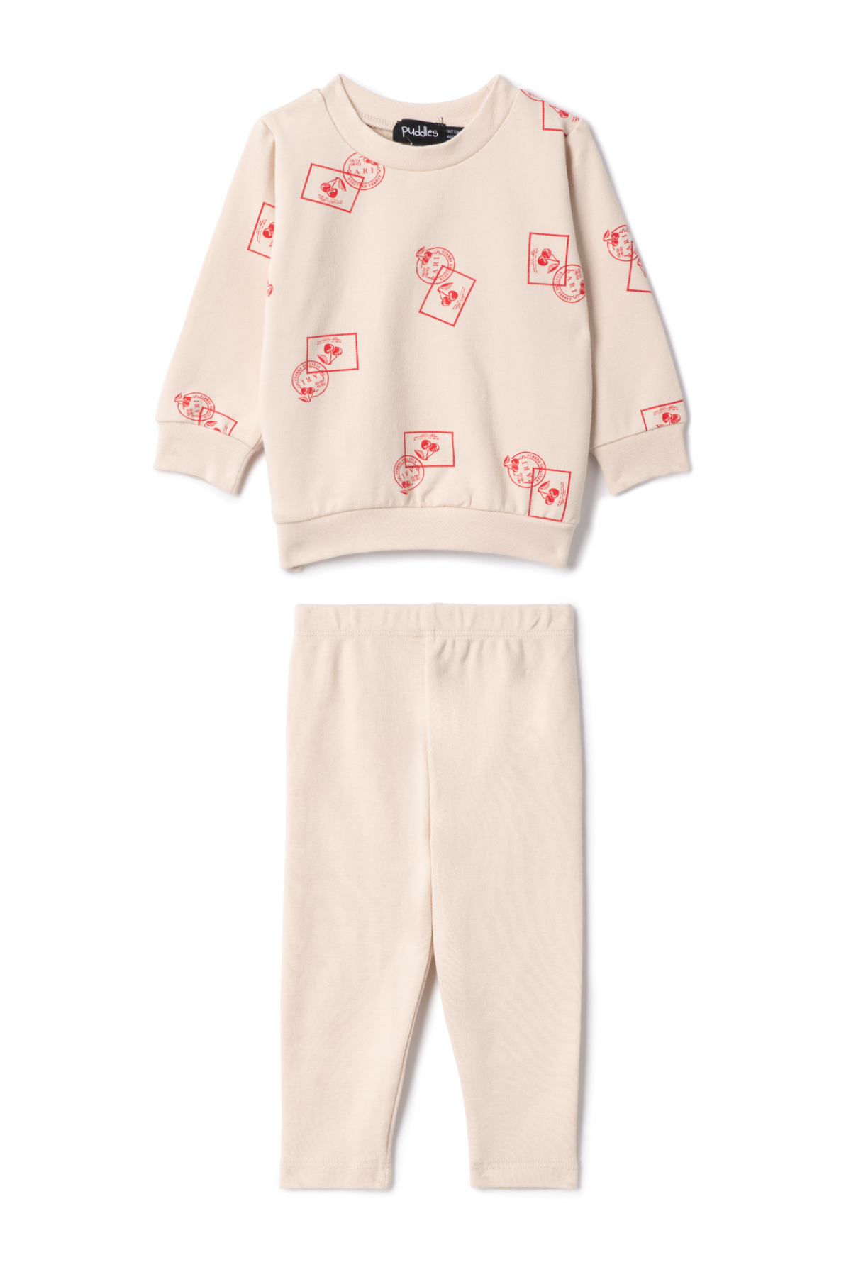 Stamp Print 2Pc Set in Dark Almond Red by Puddles