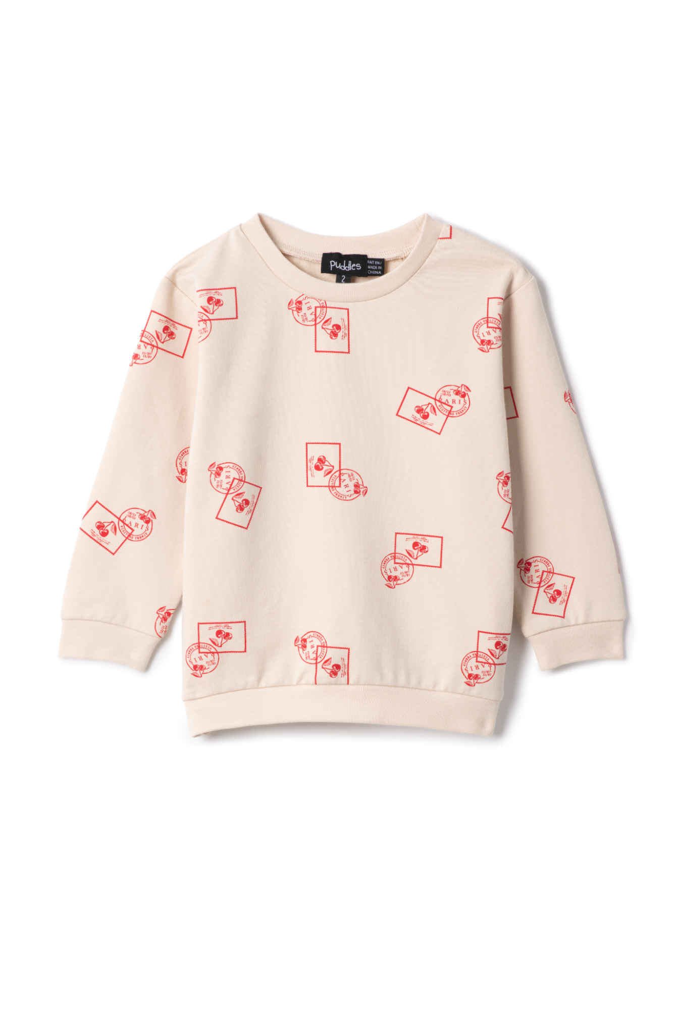Stamp Print Sweatshirt in Dark Almond Red by Puddles