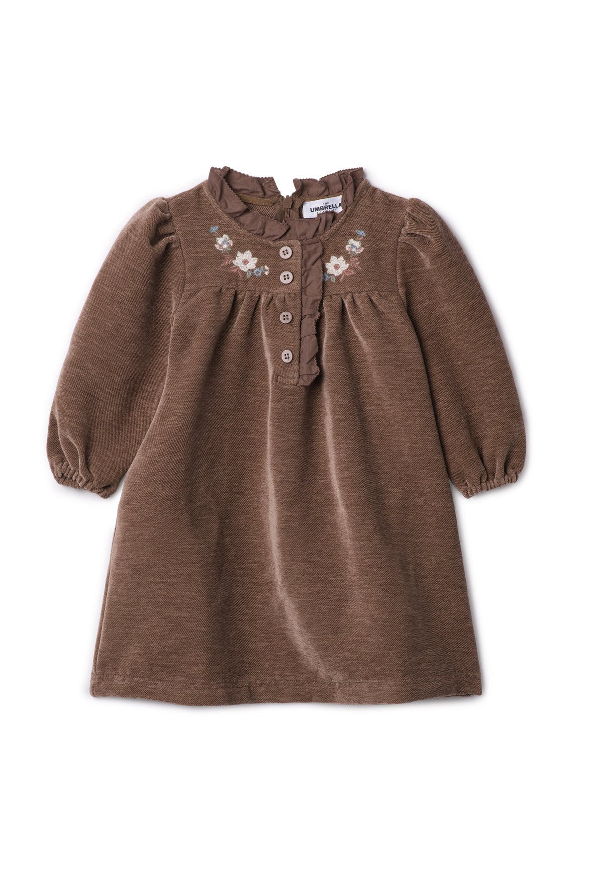 Velvet Embroidered Floral Dress in Taupe by The Umbrella Academy
