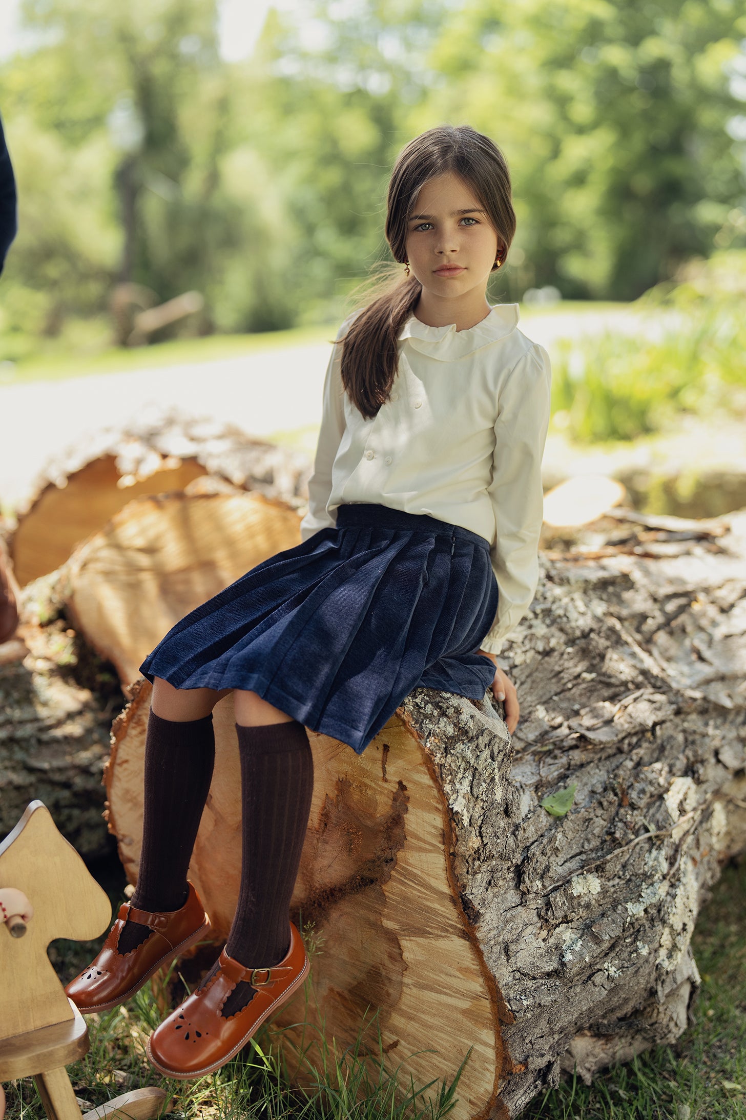 Double Breasted Woven Top in by Space Grey