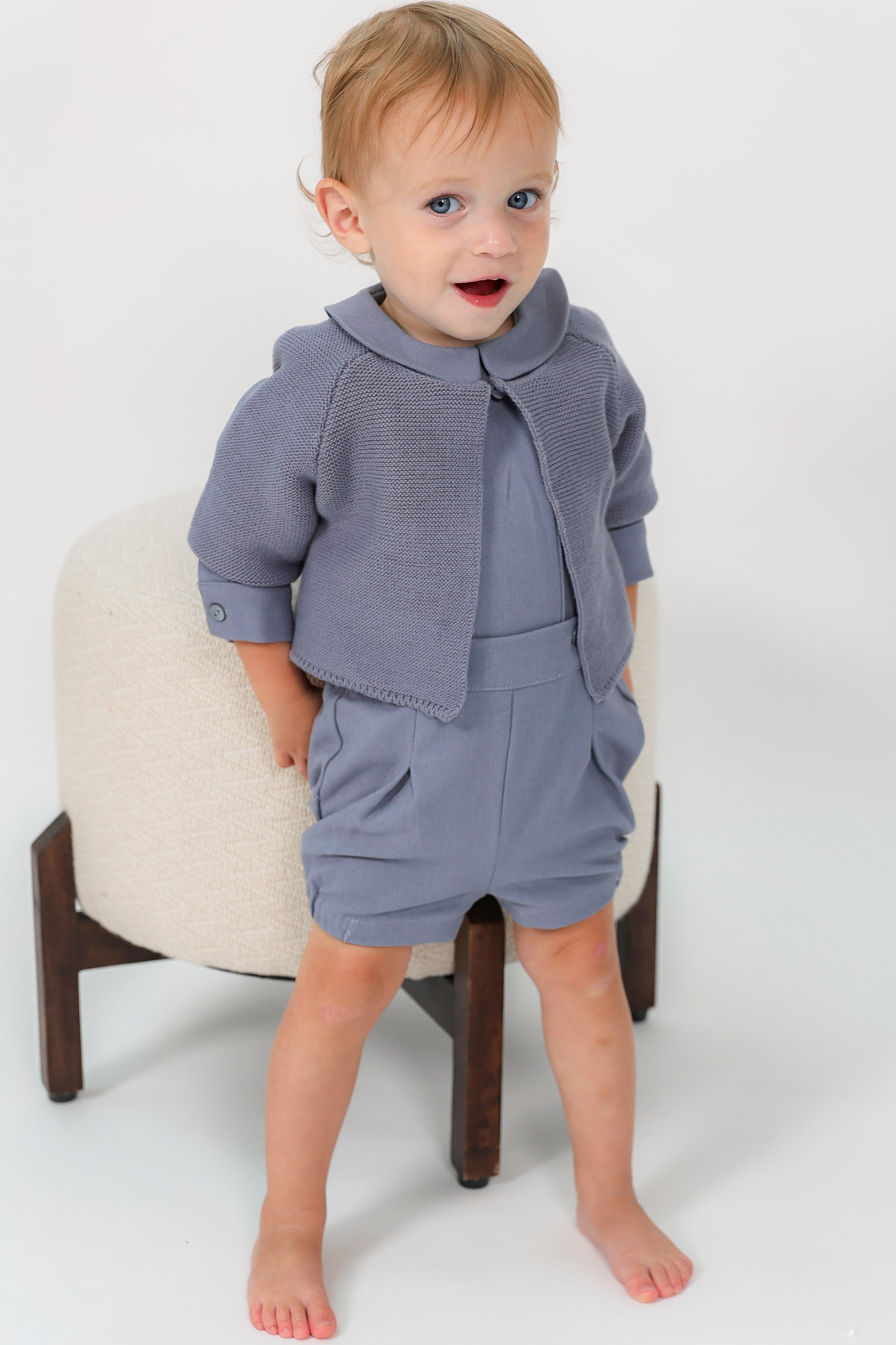Woolen 2Pc Set with Cardigan in by Space Grey