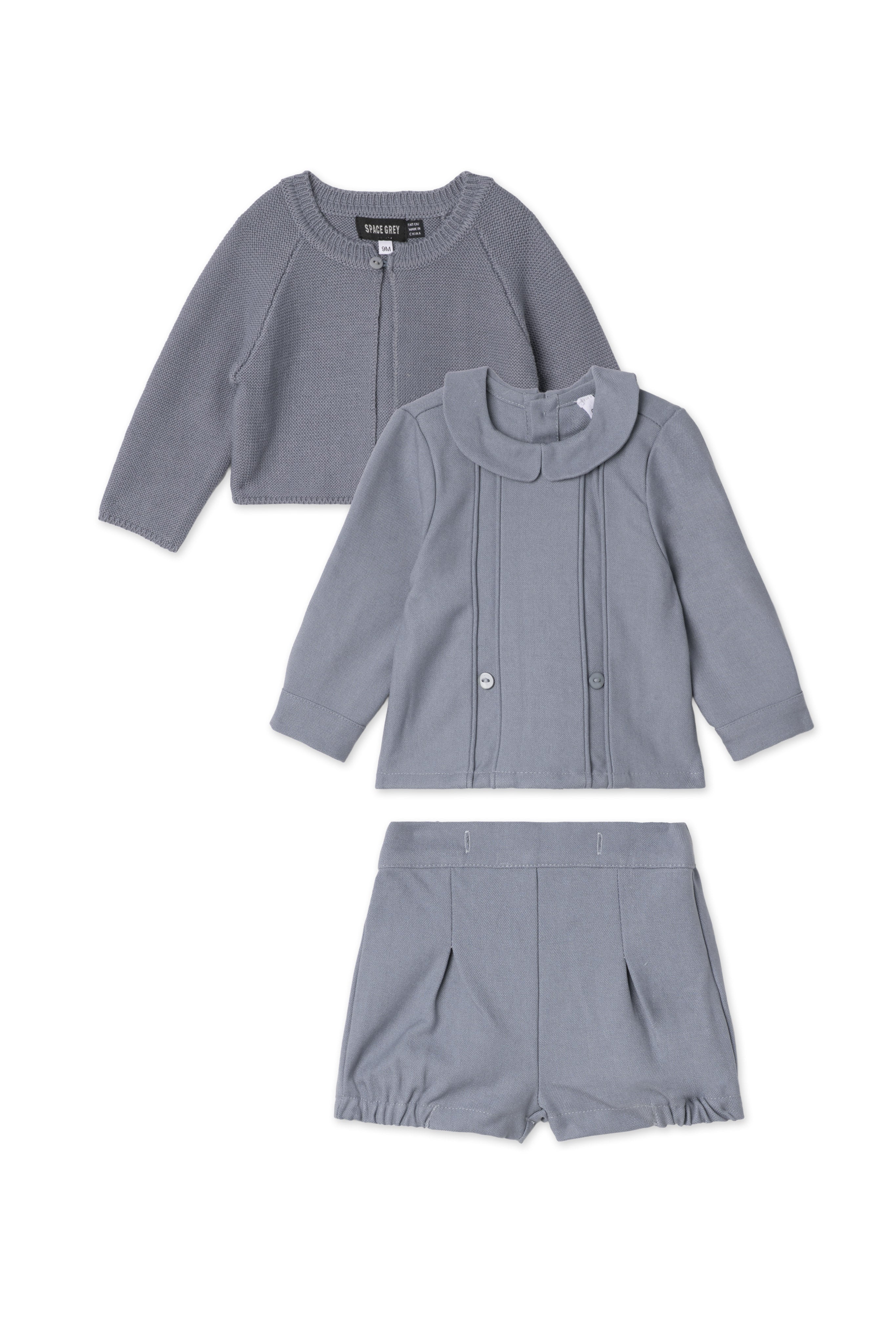 Woolen 2Pc Set with Cardigan in Blue by Space Grey