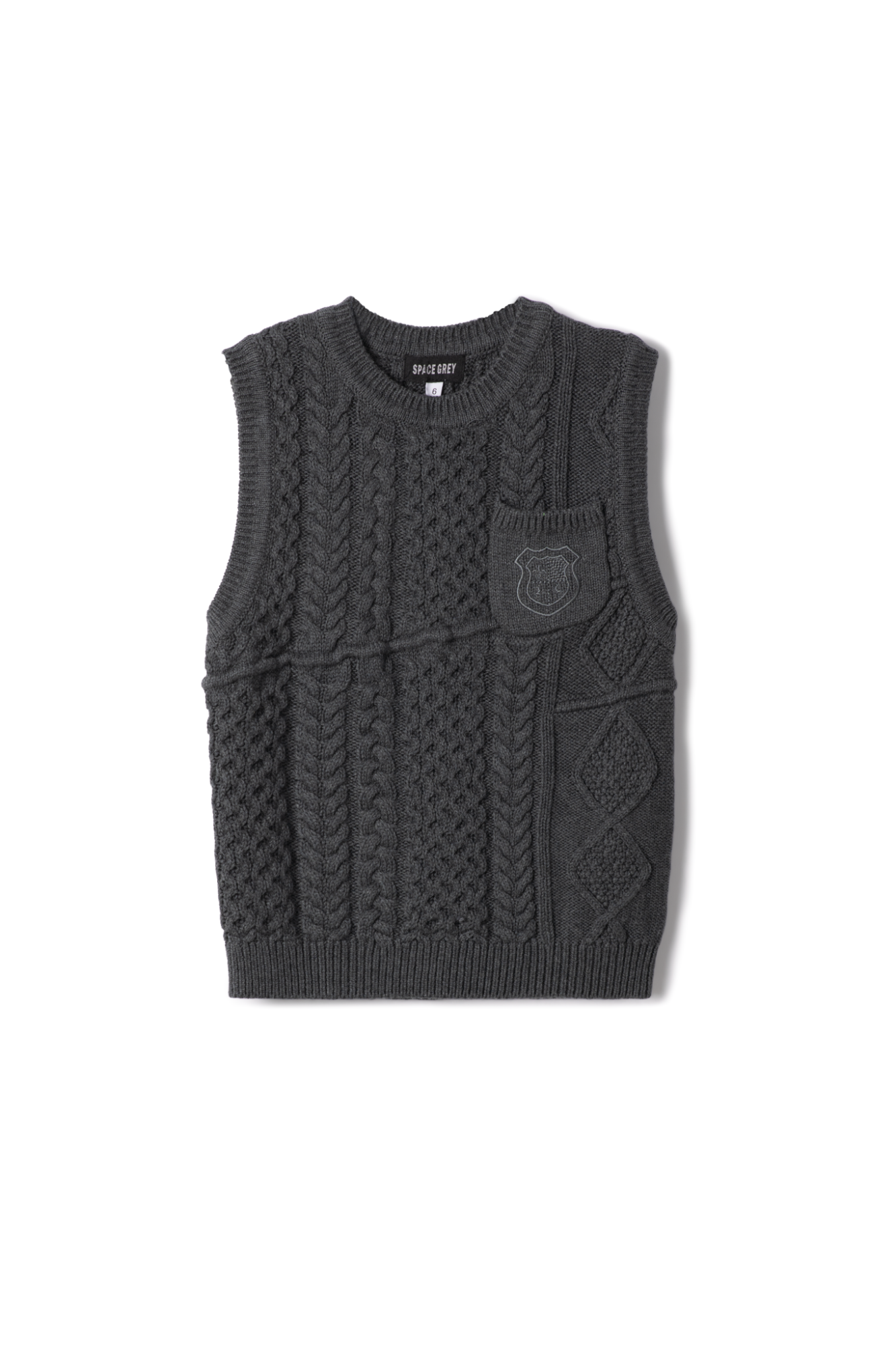 Crest Knitted Vest in Charcoal by Space Grey