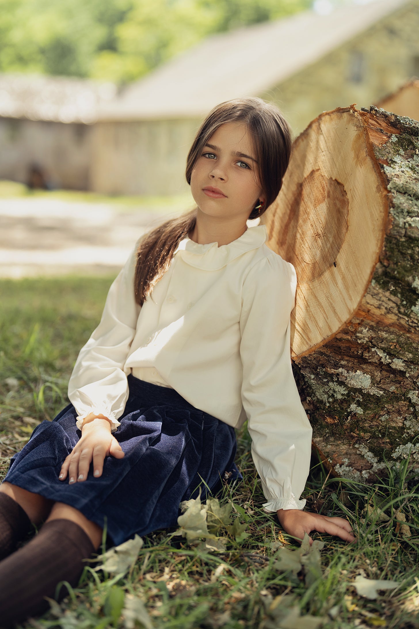 Double Breasted Woven Top in by Space Grey