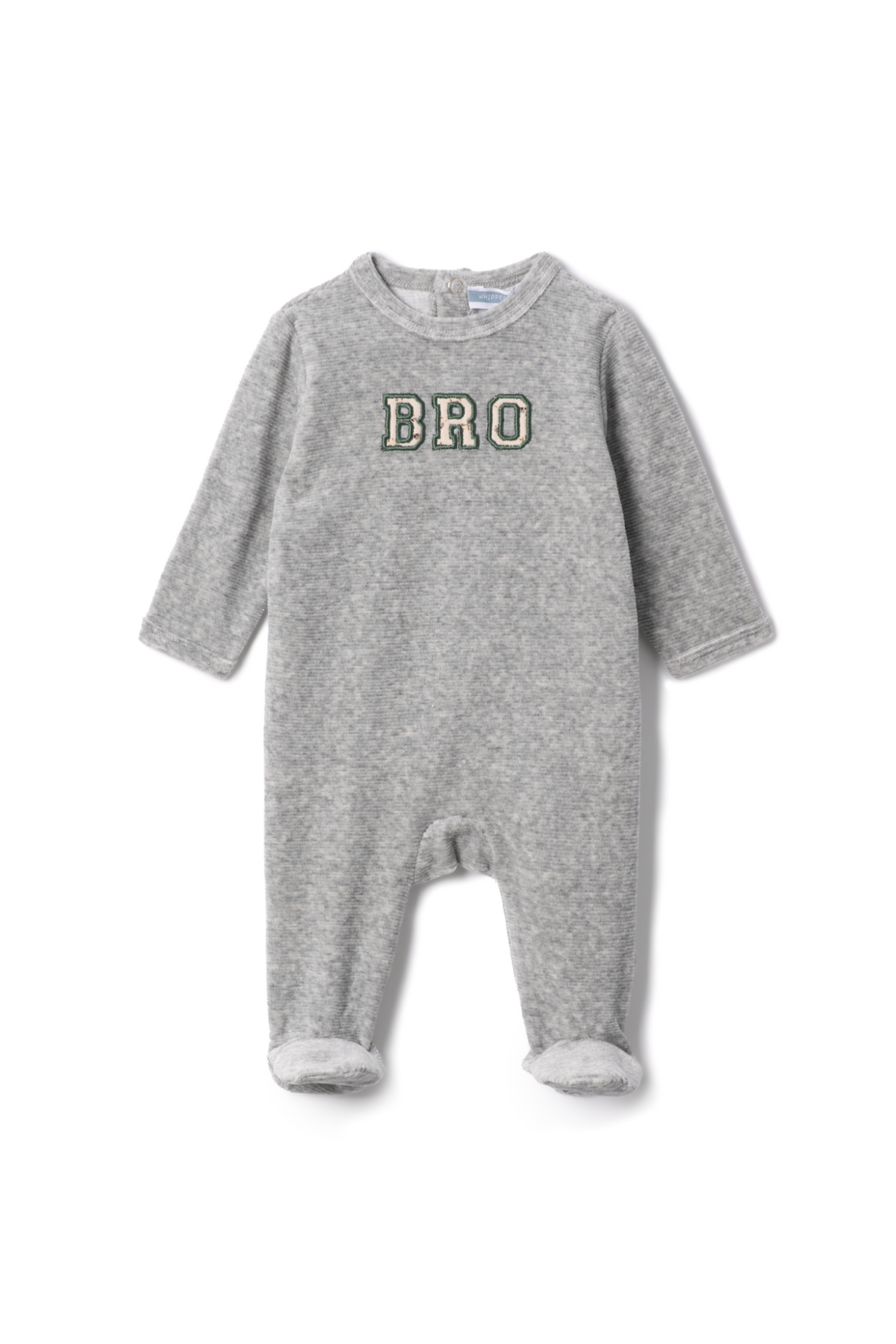Bro Applique Onesie in Grey Mix by Whipped Cocoa