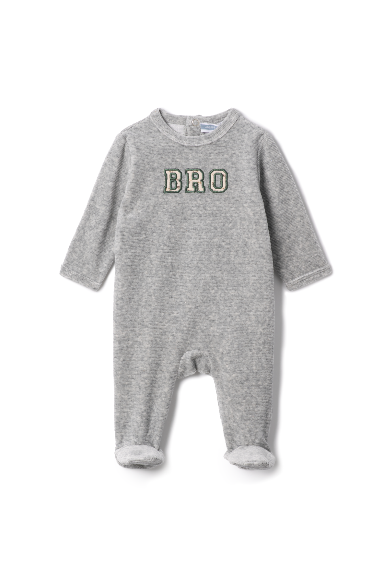 Bro Applique Onesie in Grey Mix by Whipped Cocoa