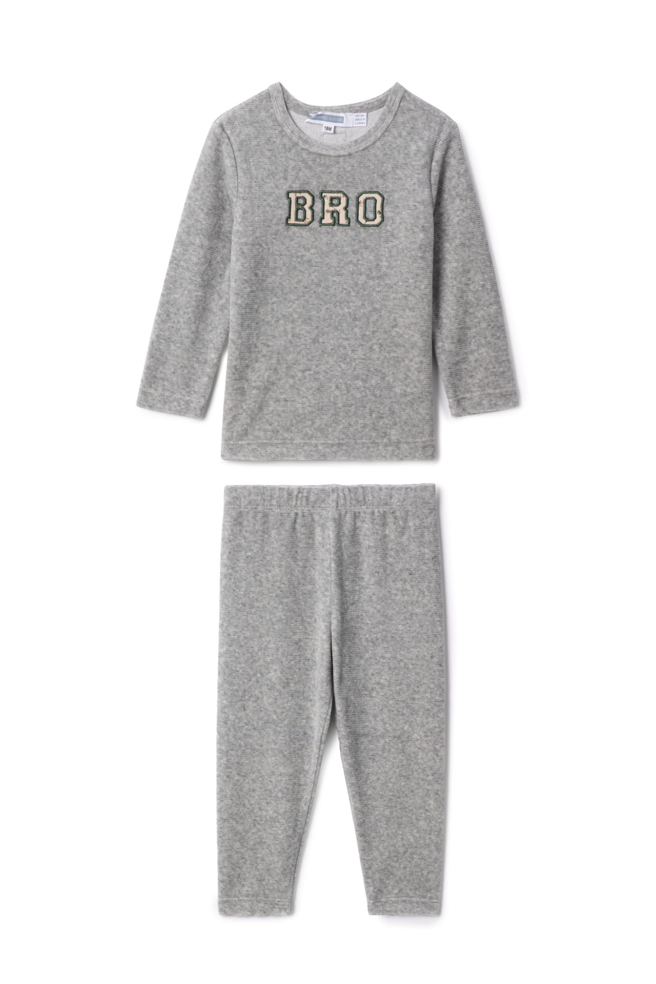 Bro Applique 2Pc Set in Grey Mix by Whipped Cocoa