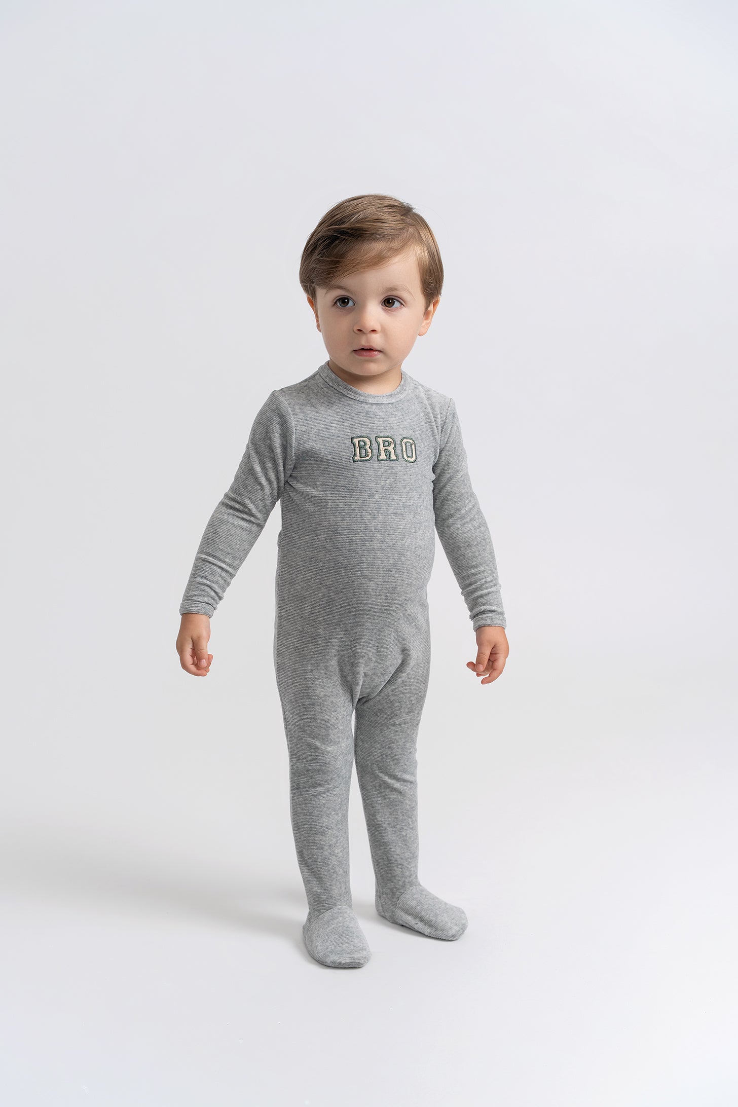 Bro Applique Onesie in by Whipped Cocoa
