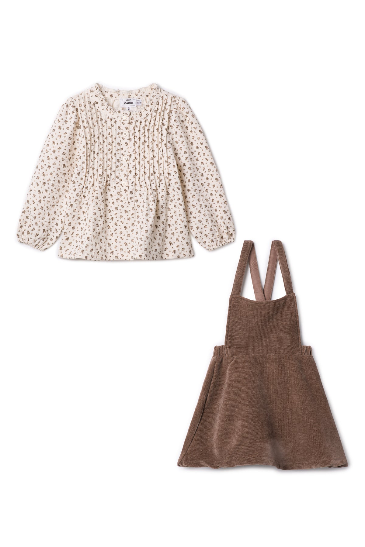 Floral Blouse with Jumper in Beige by Jolie Capri