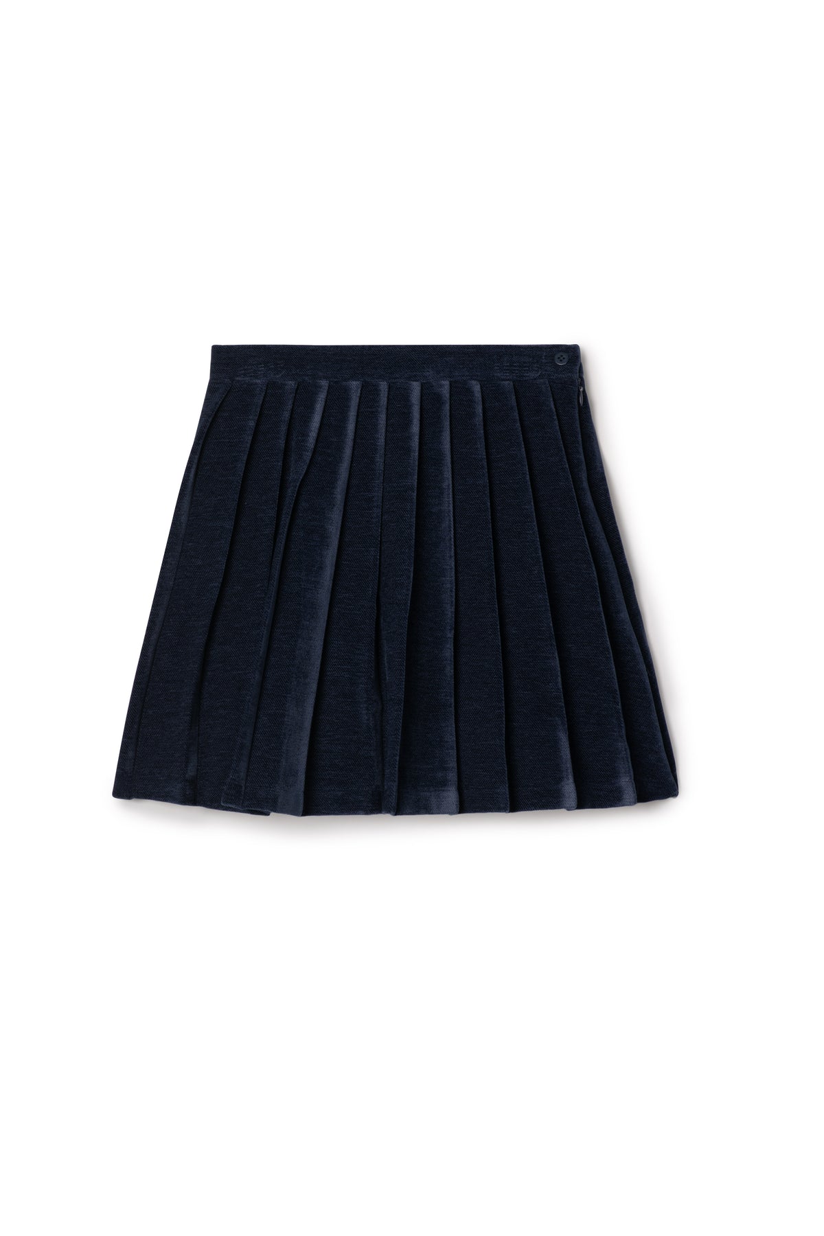 Velvet Pleated Skirt in Navy by Jolie Capri