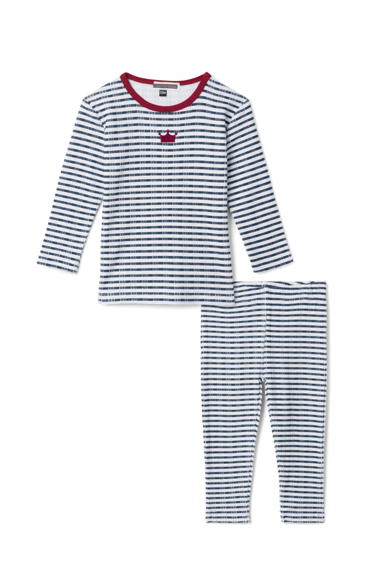 Striped Pointelle 2Pc Set in Navy by Whipped Cocoa