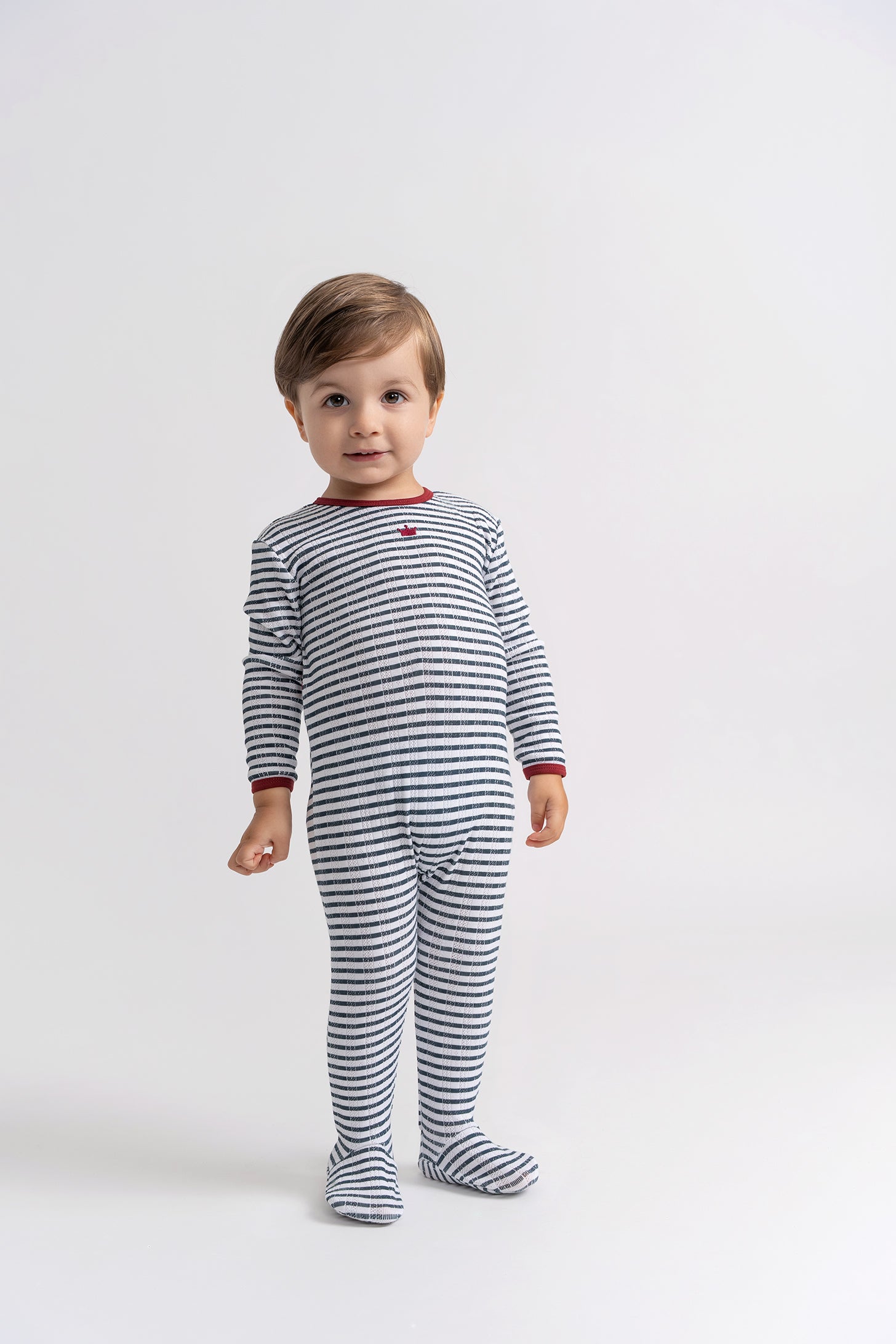 Striped Pointelle Onesie in by Whipped Cocoa