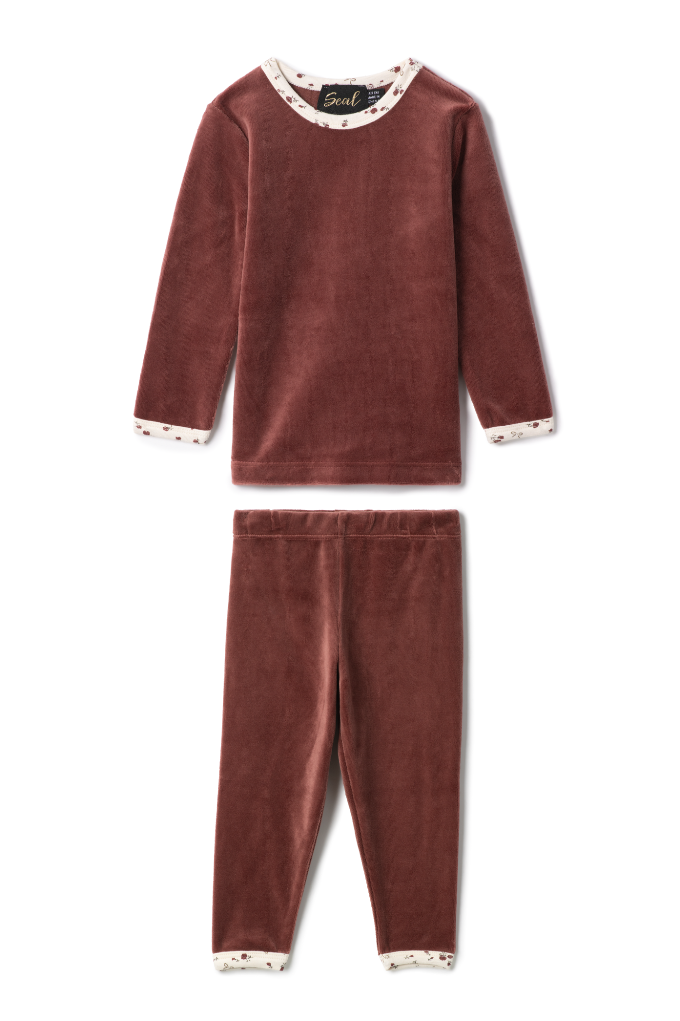 Velour Floral Print 2Pc Set in Brick by Seal