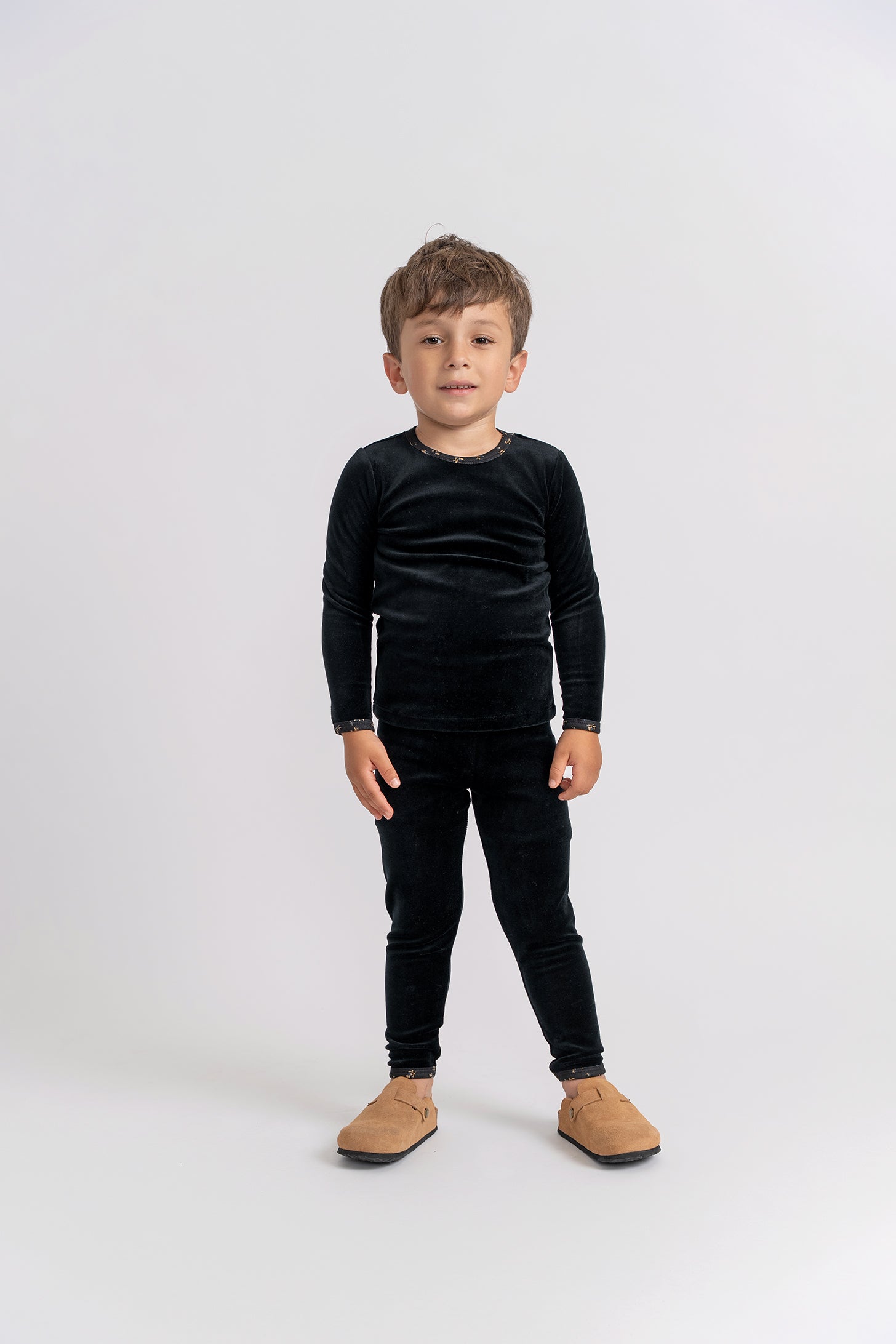 Velour Floral Print 2Pc Set in Black by Seal