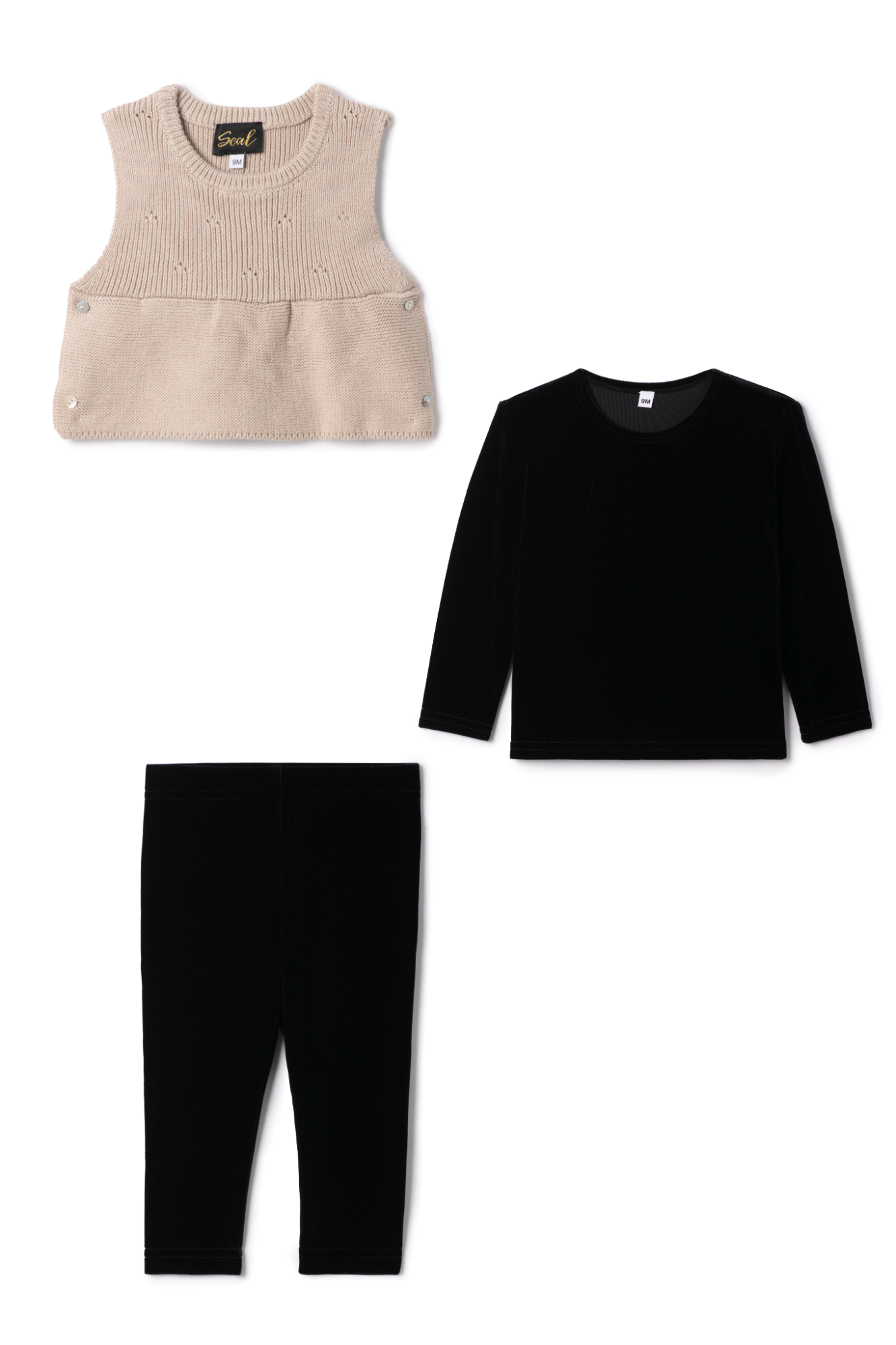 Slinky Velour 3Pc Set in Black Dark Almond by Seal