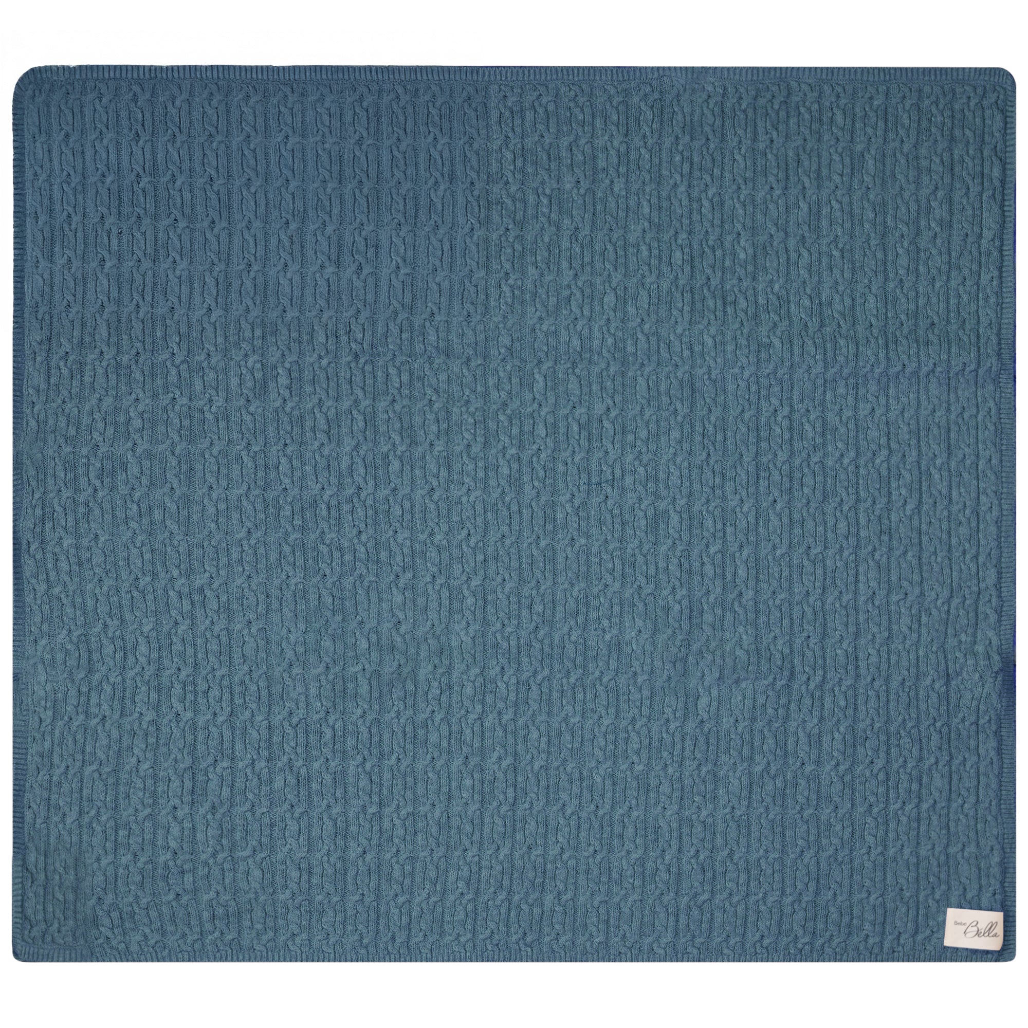 Mix Cable Knit Blanket in River Blue Mix One Size by Bebe Bella