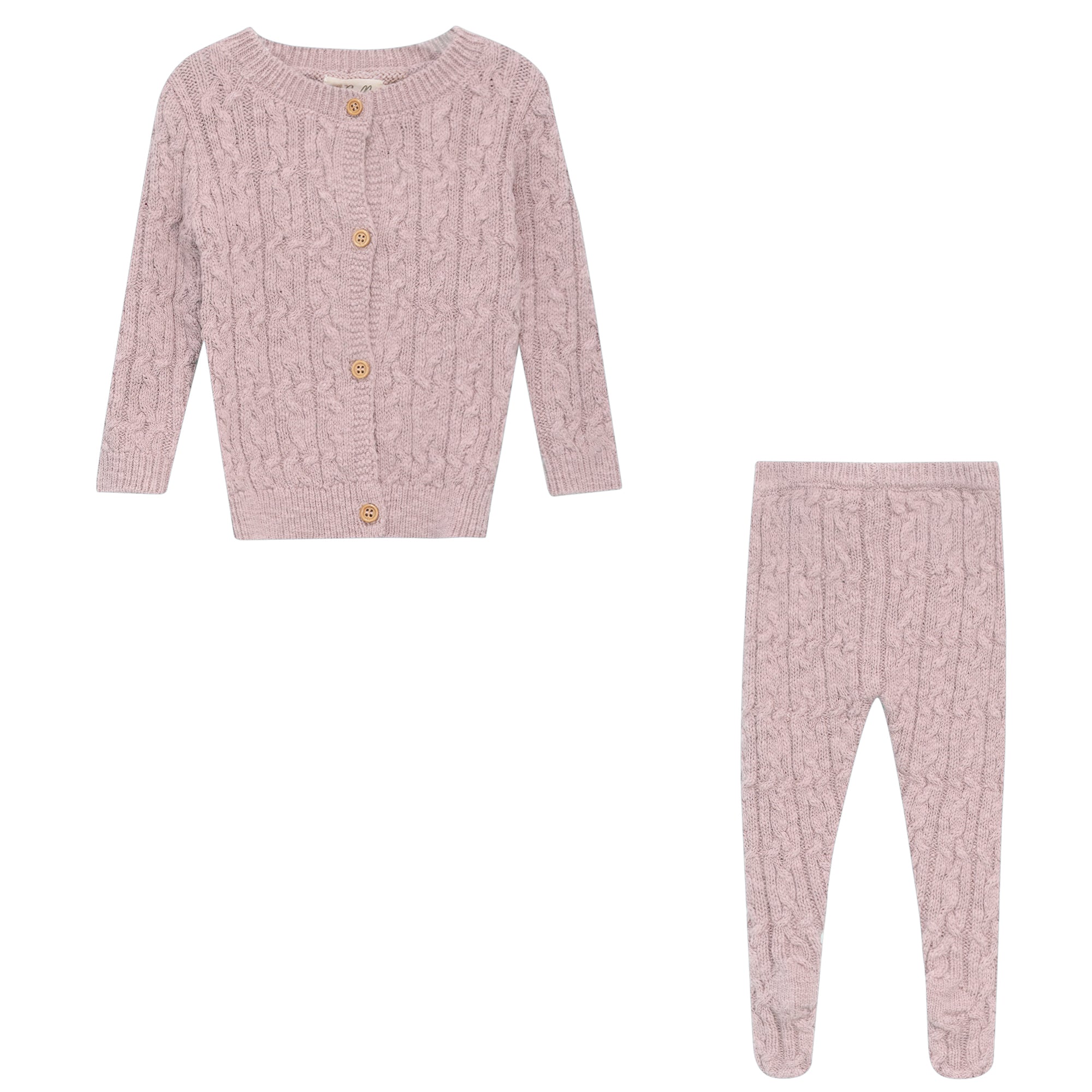Mix Cable Knit Set in Pink Mix by Bebe Bella