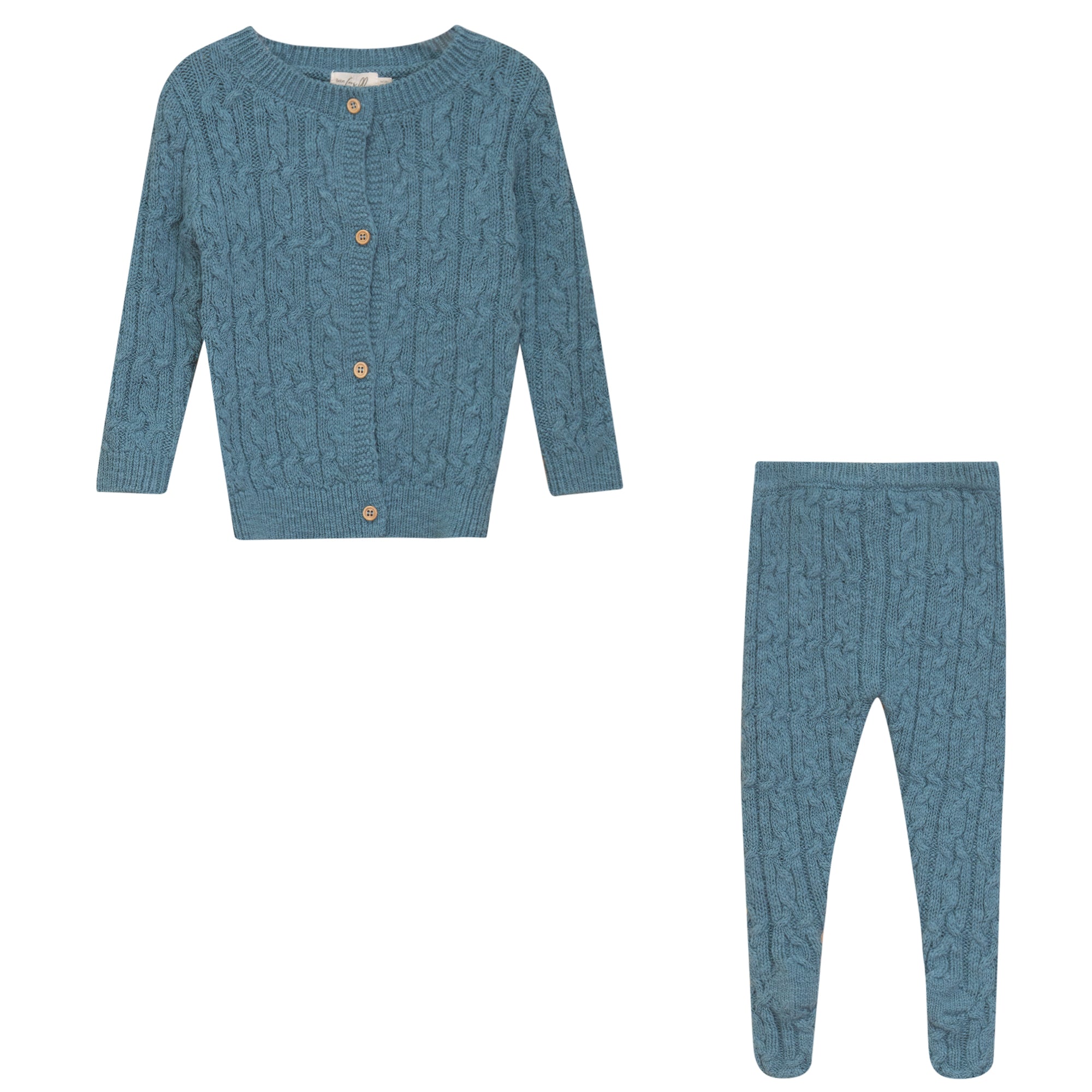 Mix Cable Knit Set in River Blue Mix by Bebe Bella