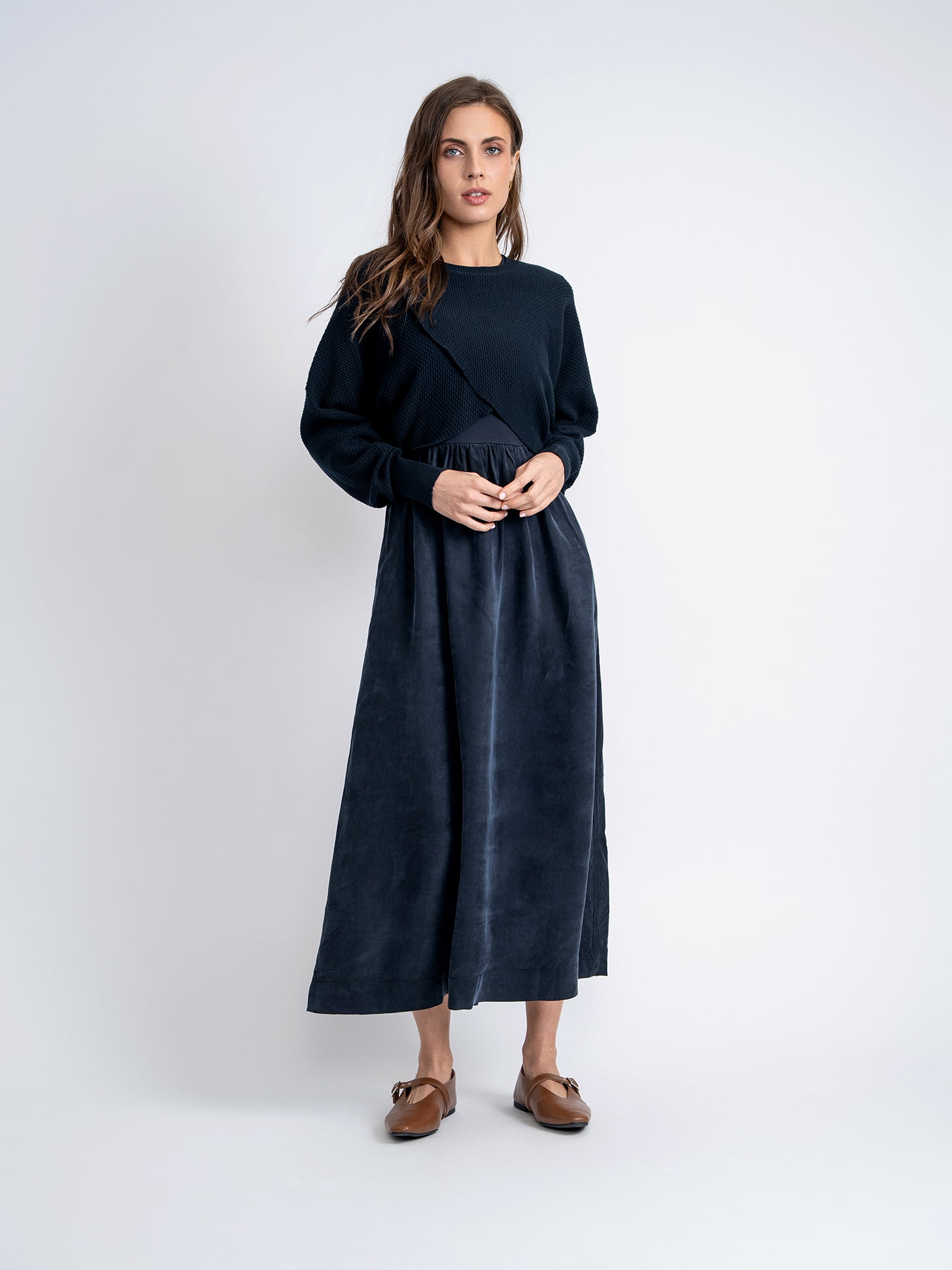 Textured Knit Wrap Sweater in by Noni