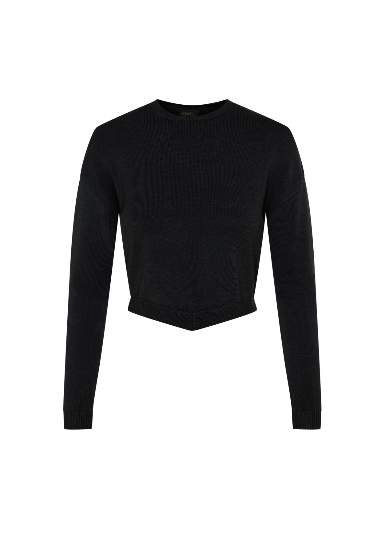 Knit Cropped Sweater in Black by Noni