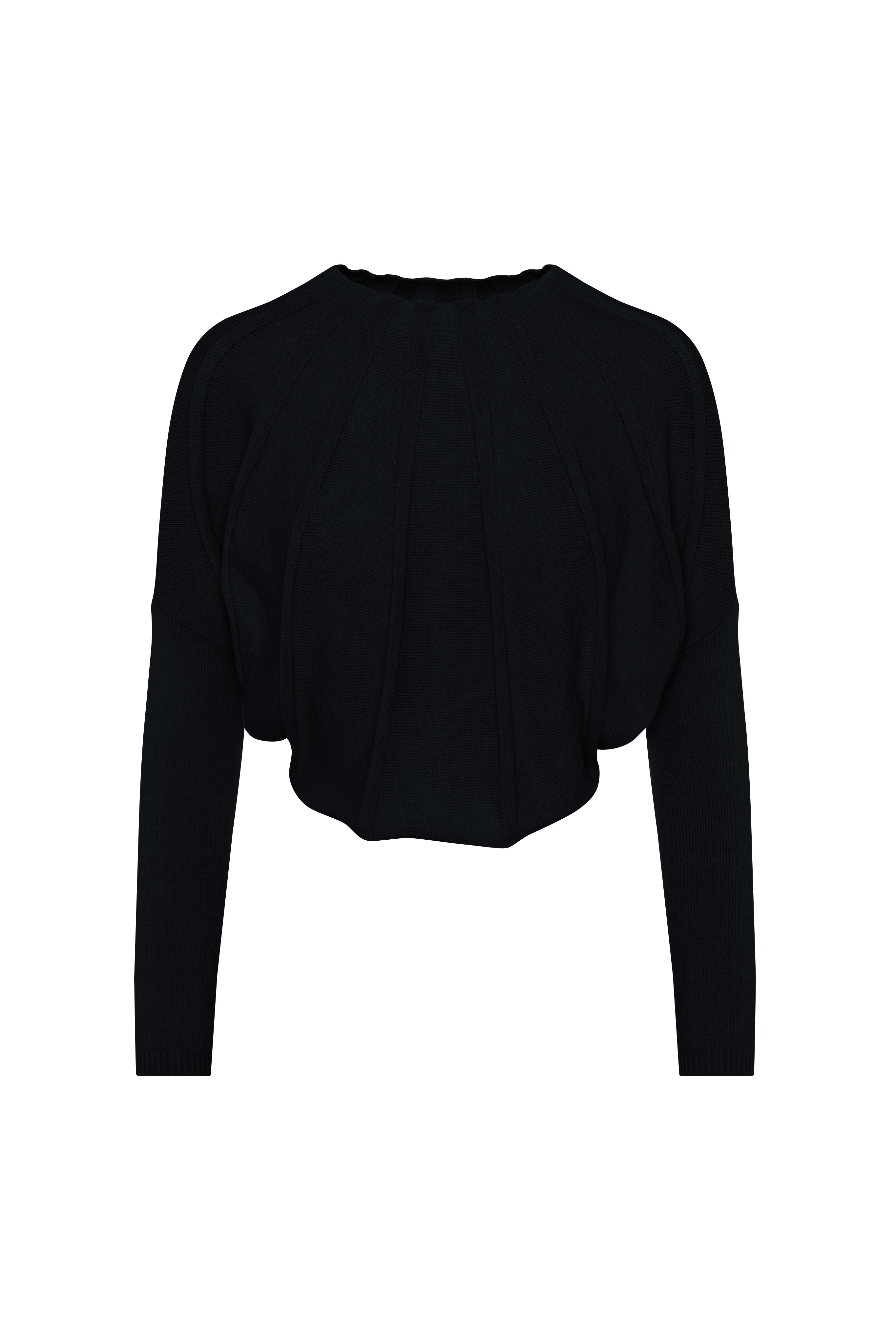 Tacked Knit Sweater in Black by Noni