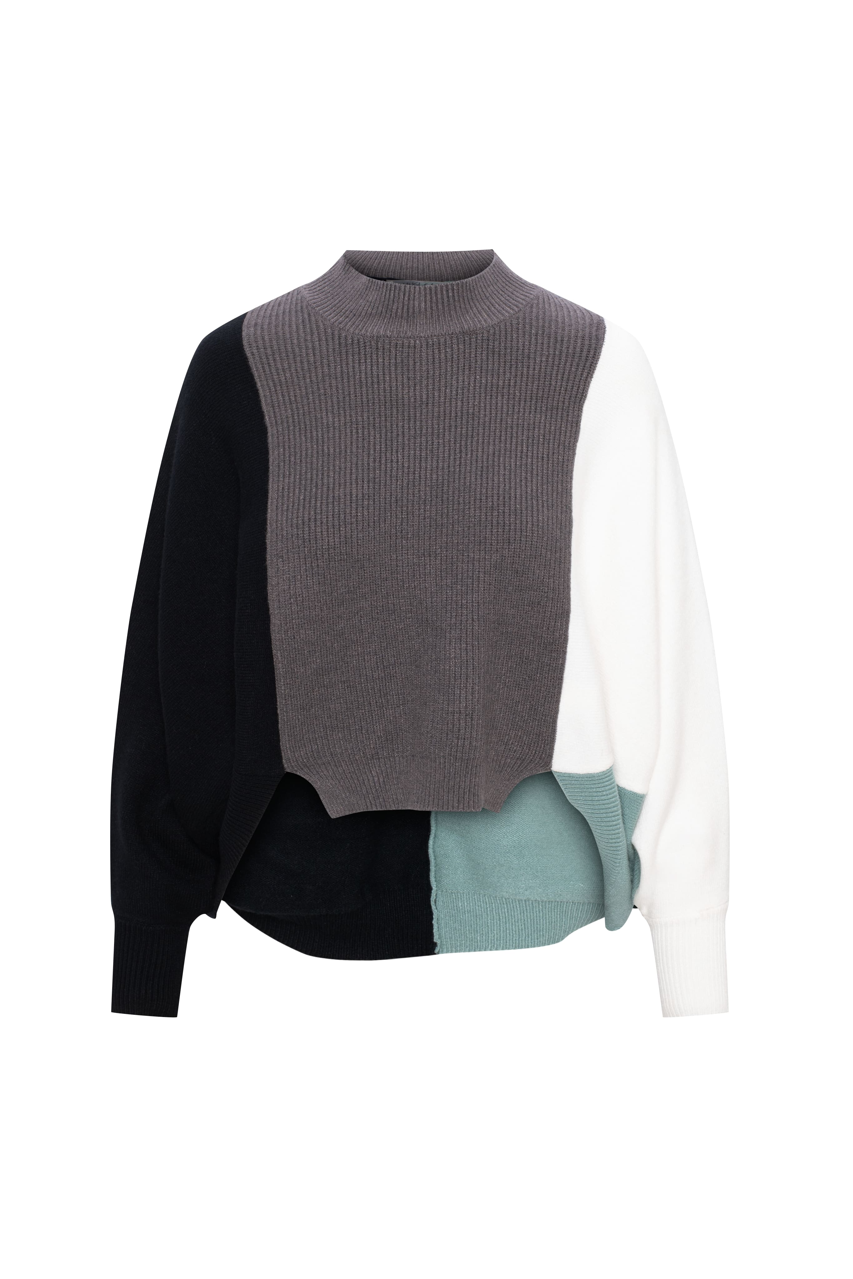 Color Blocked Sweater in Black Light Sage by Unclear